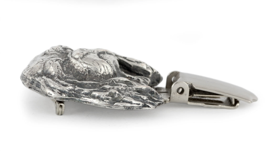 Hovawart, Hovie - brooch with a clip, holder for a start number, silver-plated dog show pin from the Art-Dog brand