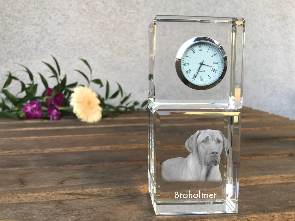 Black and Tan Coonhound - crystal clock with a photo, a photo of a dog in crystal, personalized desk clock by Art-Dog brand