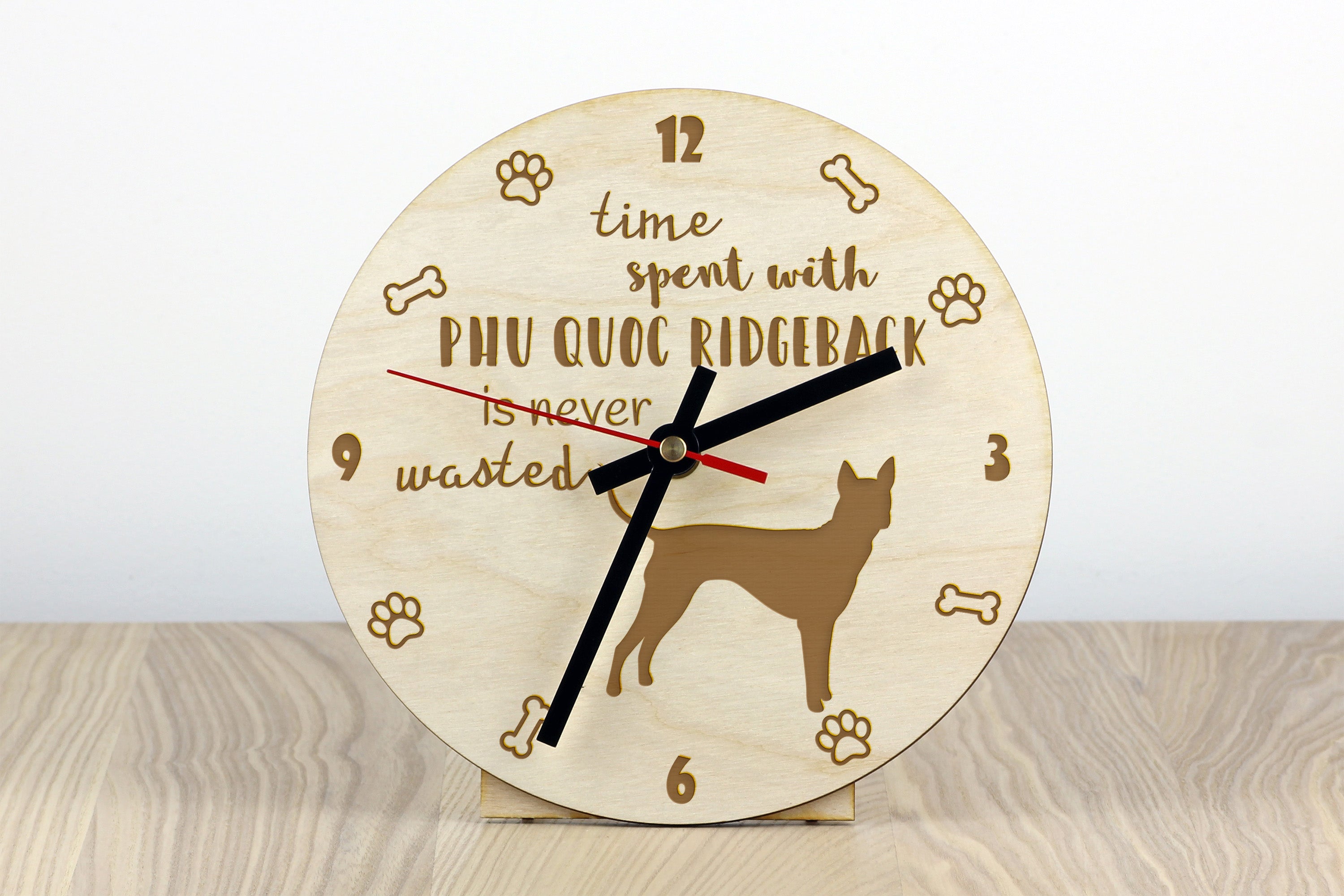 Phu Quoc Ridgeback - clock with dog, wooden clock with engraving, personalised clock by Art-Dog
