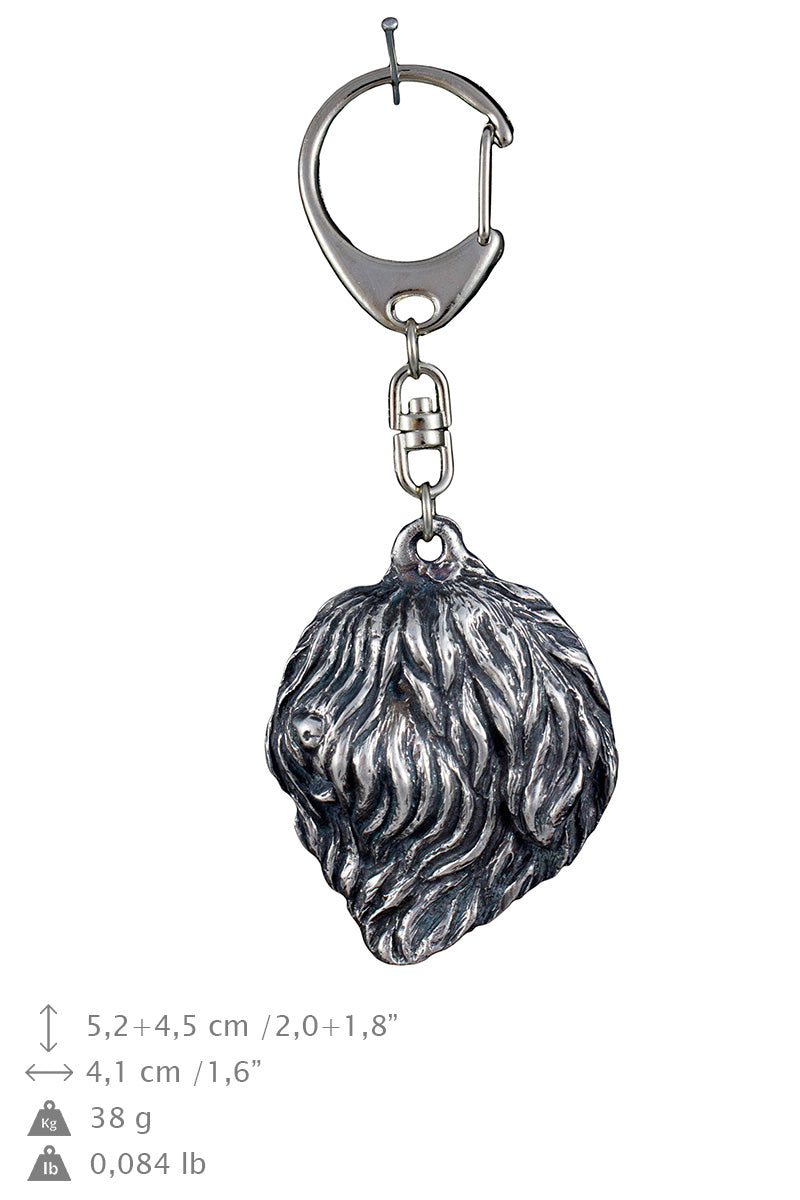 Polish Lowland Sheepdog, PON, Valee Sheepdog - Silver-plated key ring with dog, handbag decoration, backpack pendant by Art-Dog brand