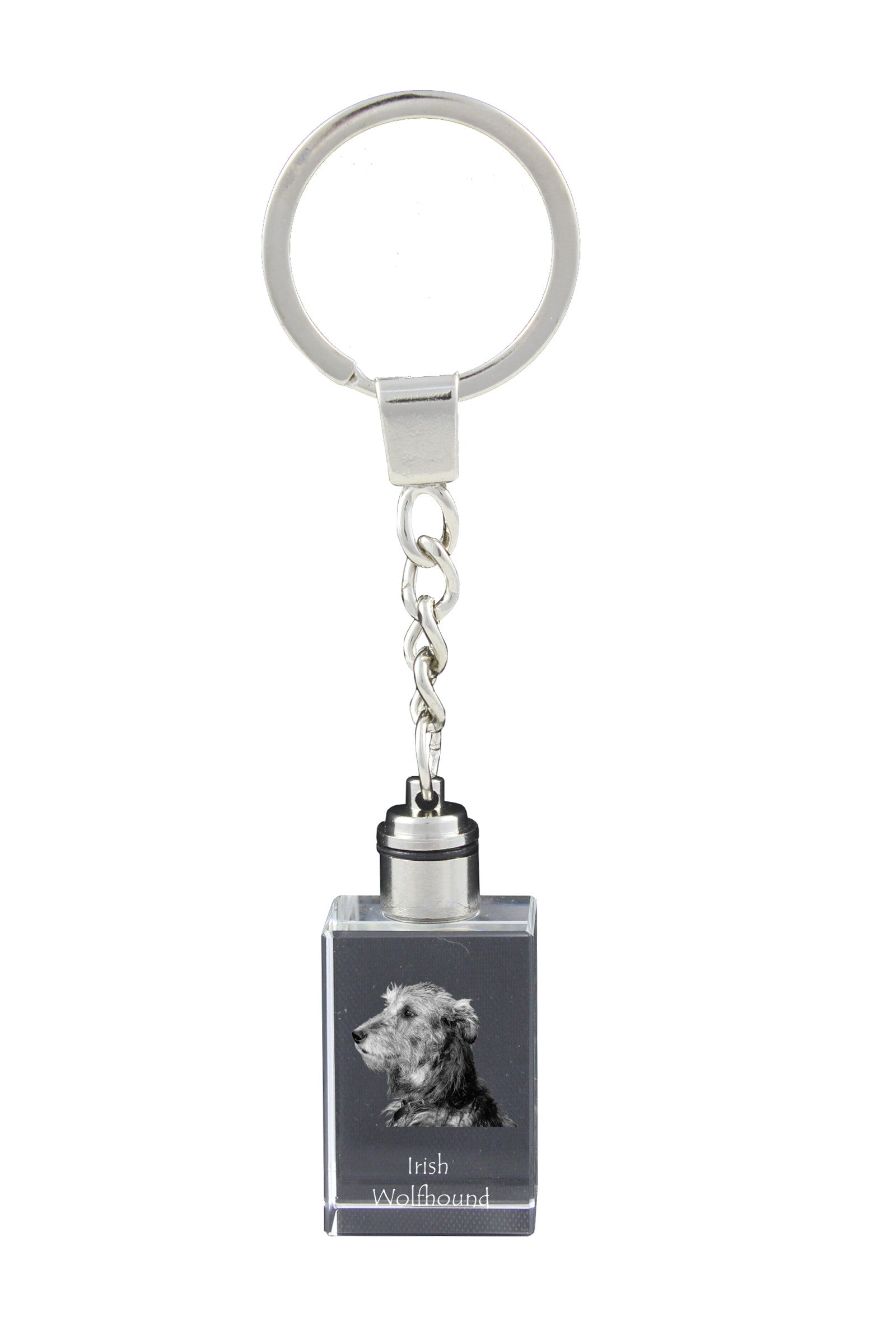 Irish Wolfhound - Crystal key ring with dog photo, illuminated key ring, unique gift by Art-Dog brand