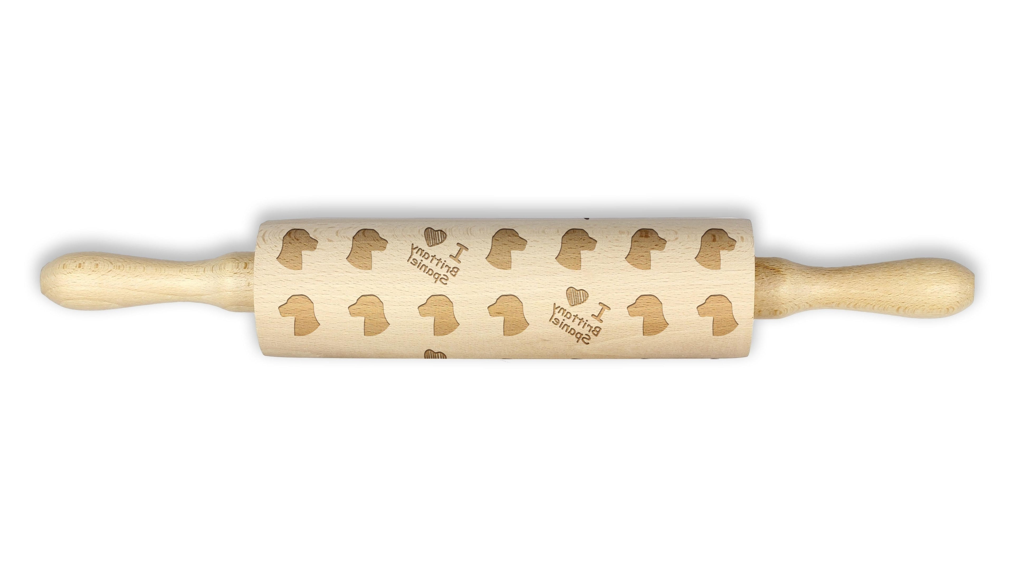 Brittany Spaniel, Brittany Wiegref - patterned rolling pin with a dog, rolling pin for dough and ceramics, a gift for a pastry chef from the Art-Dog brand