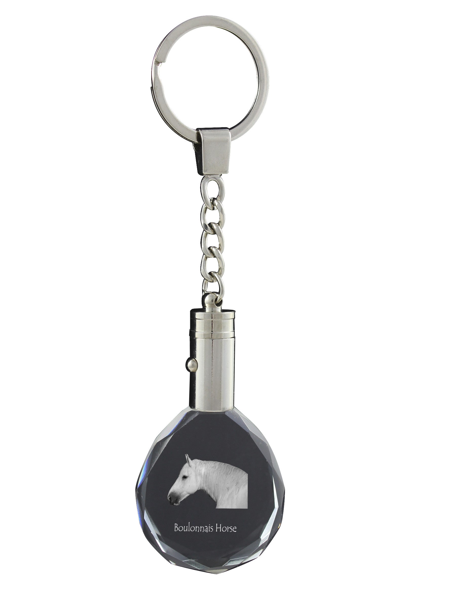 Boulonnais Horse - pendant with a picture of a horse, crystal key ring in a gift box, unique gift by Art-Dog brand