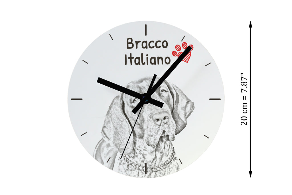 Italian Pointing Dog, Bracco Italiano, Italian Pointer - wall clock with a dog, shelf clock with a print, personalized home decoration from the Art-Dog brand