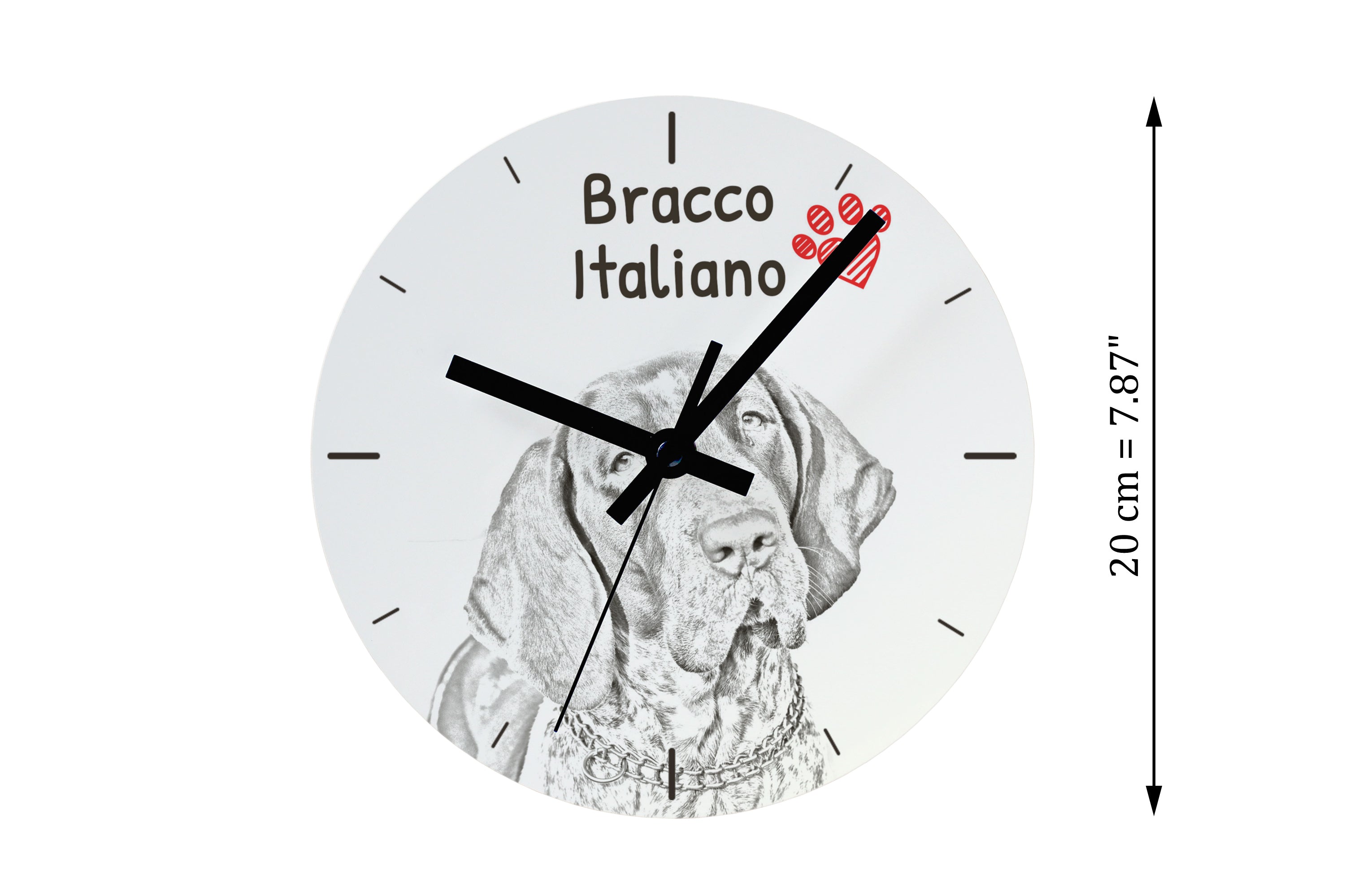 Italian Pointing Dog, Bracco Italiano, Italian Pointer - wall clock with a dog, shelf clock with a print, personalized home decoration from the Art-Dog brand