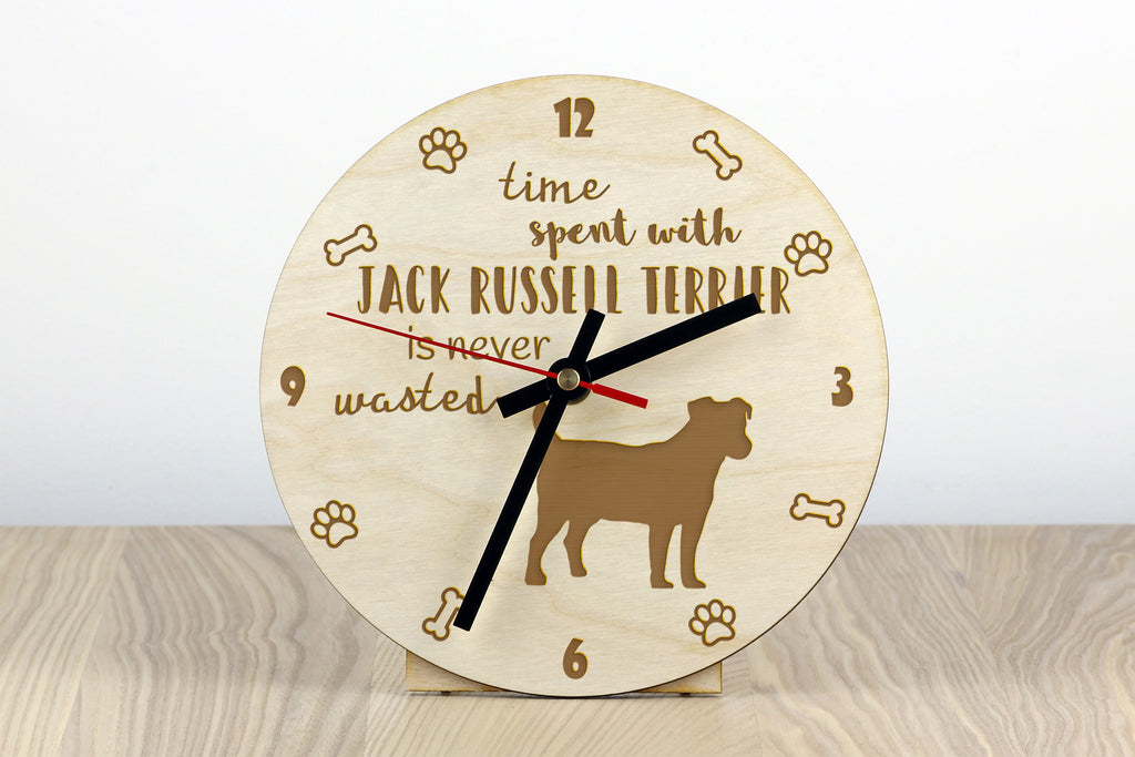 Jack Russell Terrier - clock with a dog, wooden clock, wall clock for dog lovers, clock for desk and shelf, Art-Dog