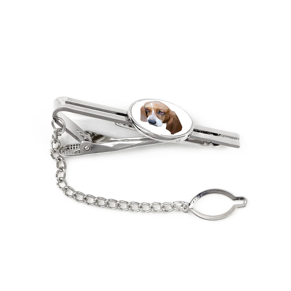Basset Hound - geometric tie clip with a picture and inscription from Art-Dog