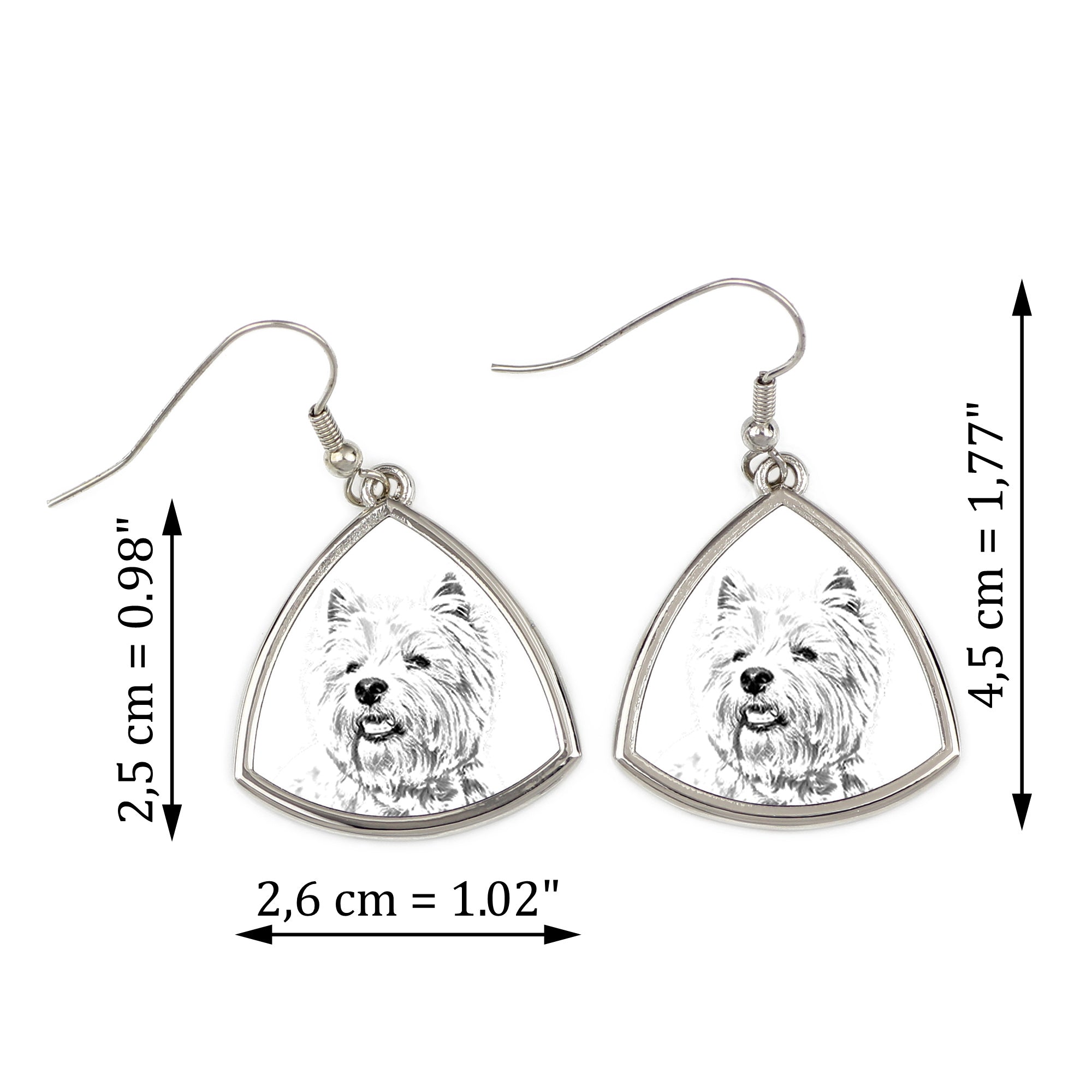 West Highland White Terrier, Westie, Westy - dog earrings, hanging earrings with a picture, personalized jewelry with Art-Dog brand print