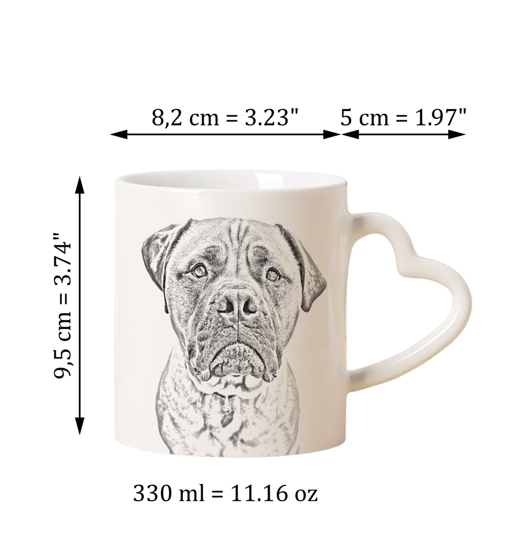 Bullmastiff - cup with a dog, adorable cup with a heart-shaped handle, universal gift from the Art-Dog brand