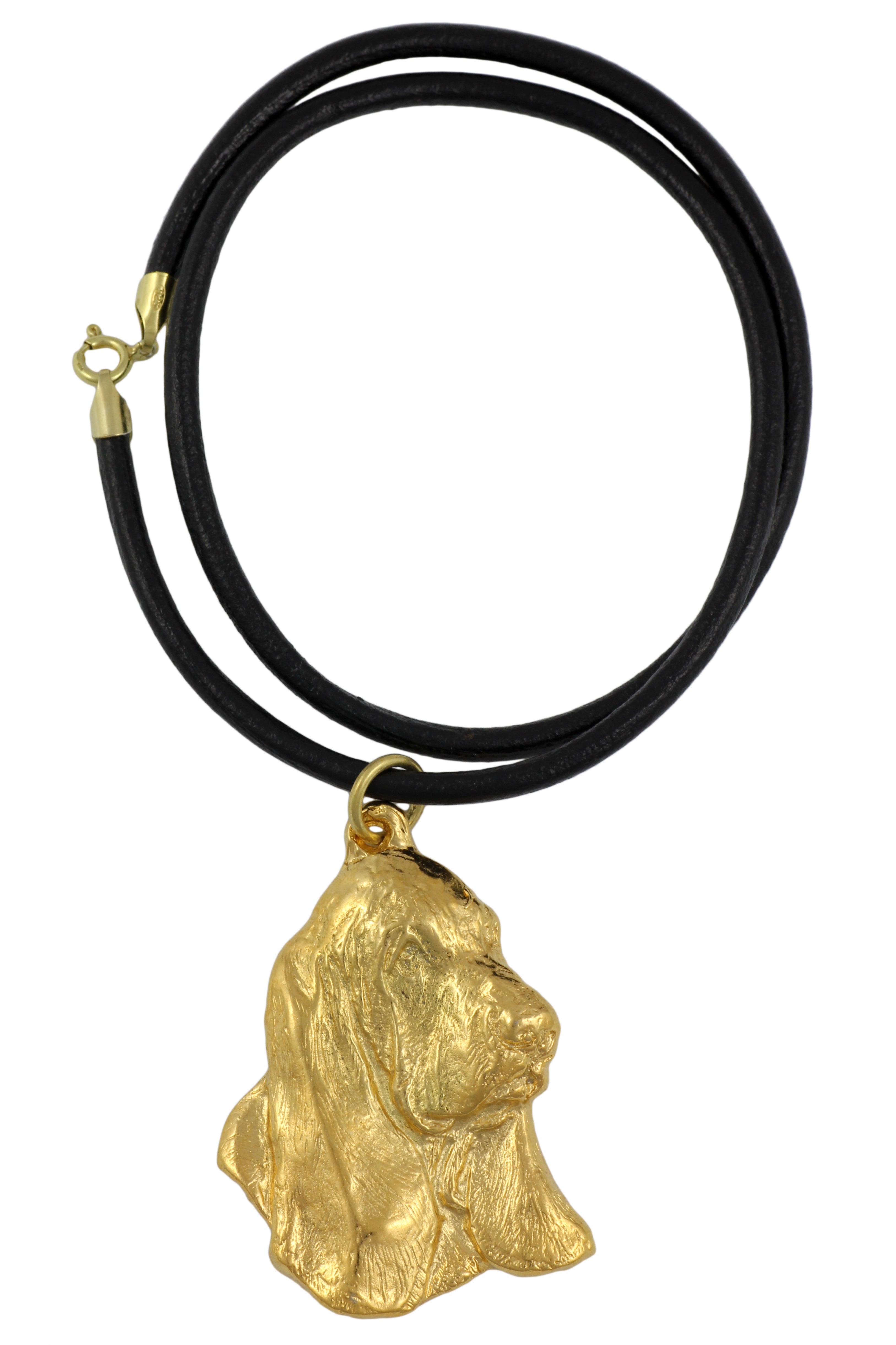 Basset Hound II - keychain and necklace with a dog in a box, high-quality gold-plated product, Art-Dog brand