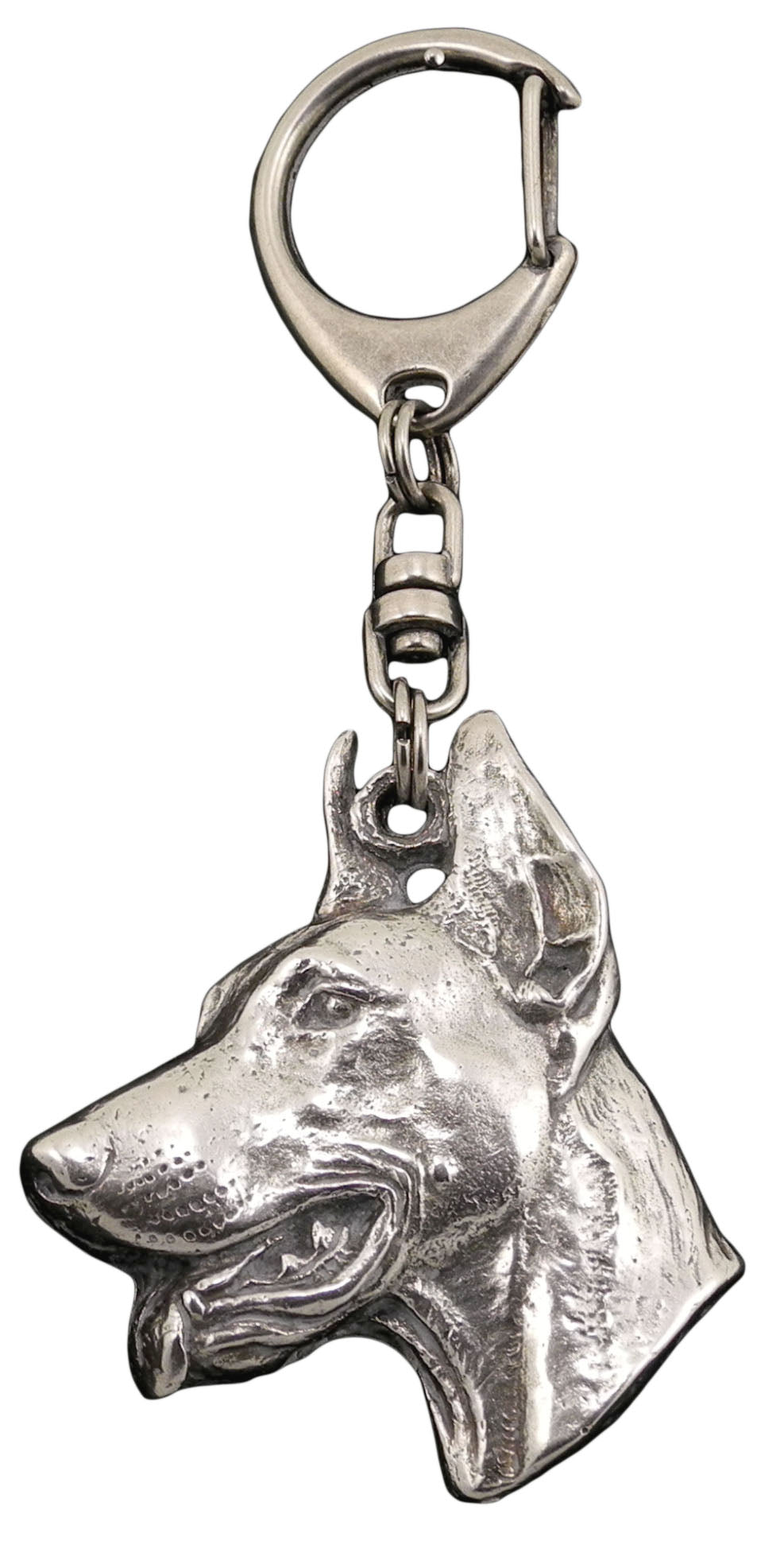 Dobermann, Doberman Pinscher, Dobie I - Silver-plated key ring with a dog in a gift box, handbag decoration, backpack pendant by Art-Dog brand