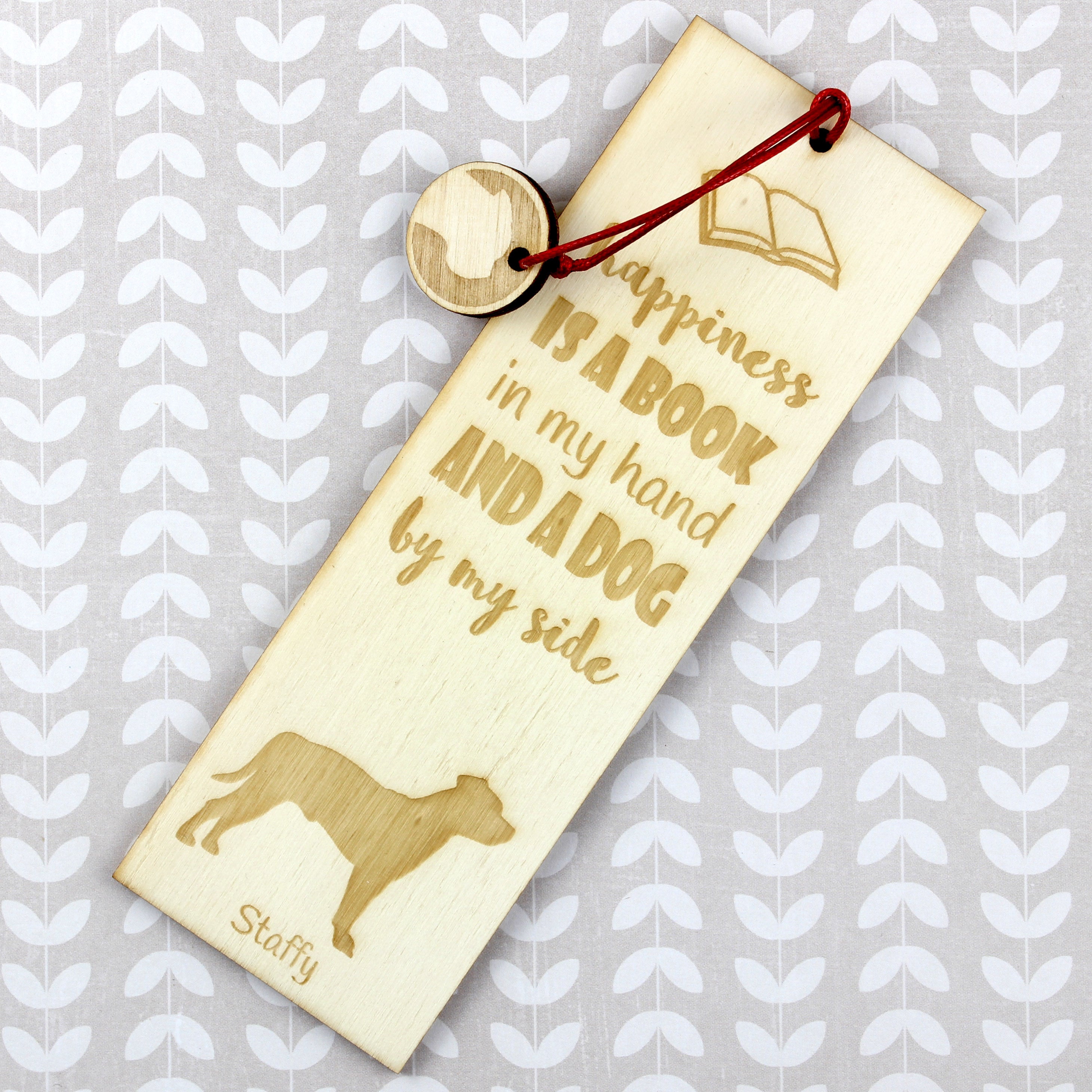 Staffordshire Bull Terrier, Staffy - dog bookmark, personalized bookmark, dog gadget for Art-Dog brand readers