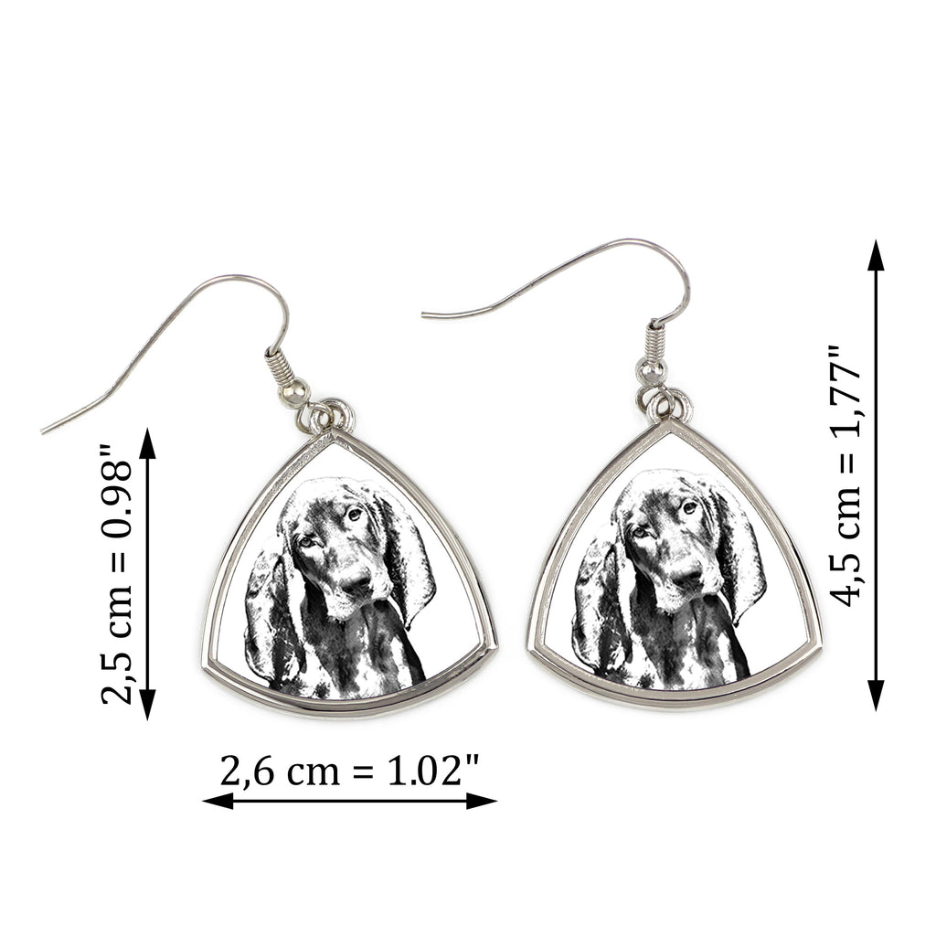 Black and Tan Coonhound - dog earrings, hanging earrings with a picture, personalized jewelry with Art-Dog brand print