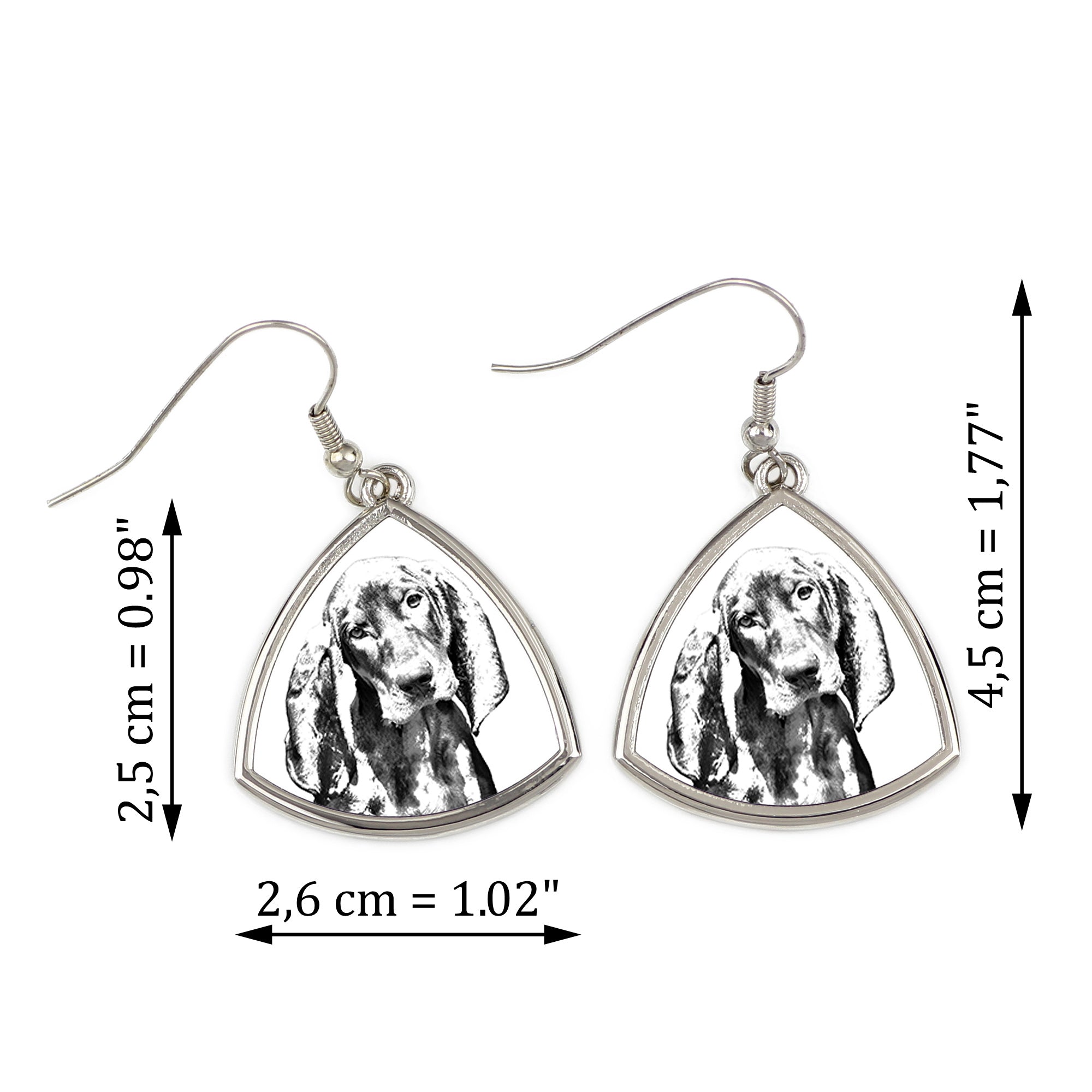 Black and Tan Coonhound - dog earrings, hanging earrings with a picture, personalized jewelry with Art-Dog brand print