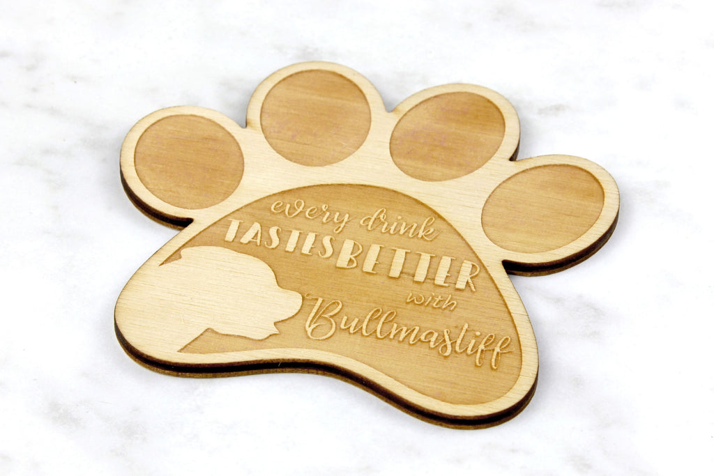 Bullmastiff - Mug coaster, engraved coaster with dog, gift for dog lover by Art-Dog brand