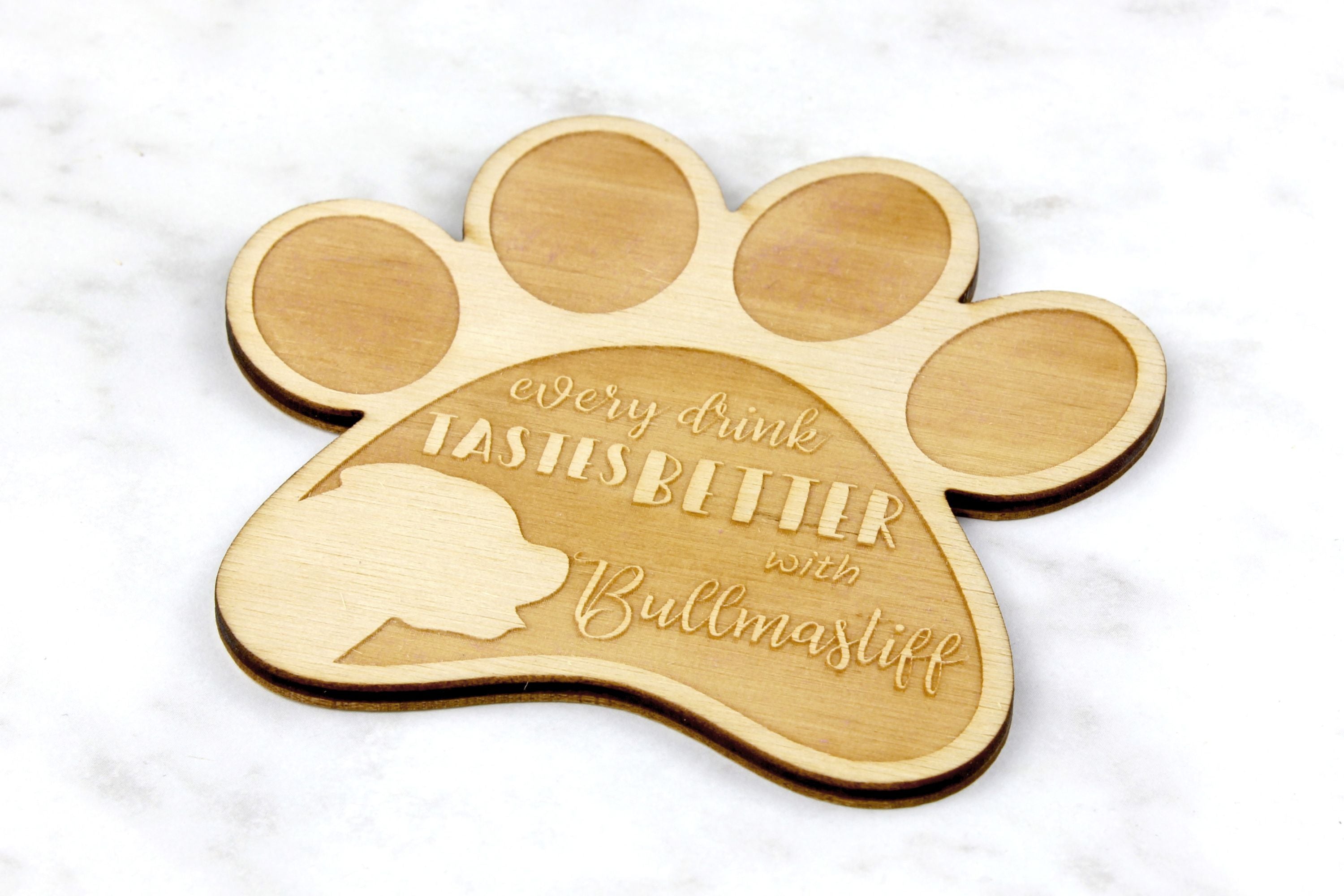 Bullmastiff - Mug coaster, engraved coaster with dog, gift for dog lover by Art-Dog brand
