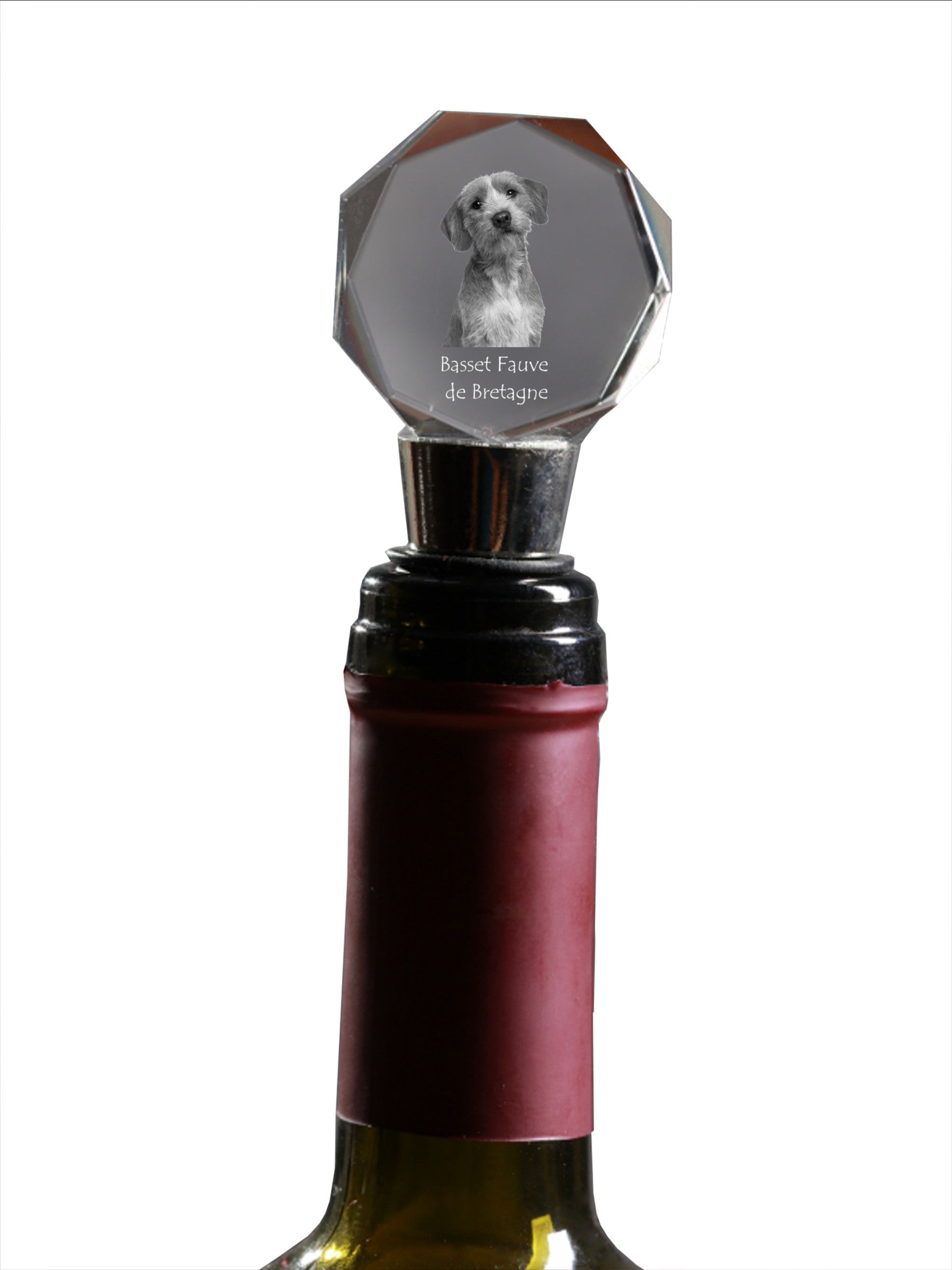 Basset Fauve de Bretagne, Fawn Brittany Basset - Bottle stopper, crystal wine stopper with photo, personalised gift for bartender by Art-Dog brand