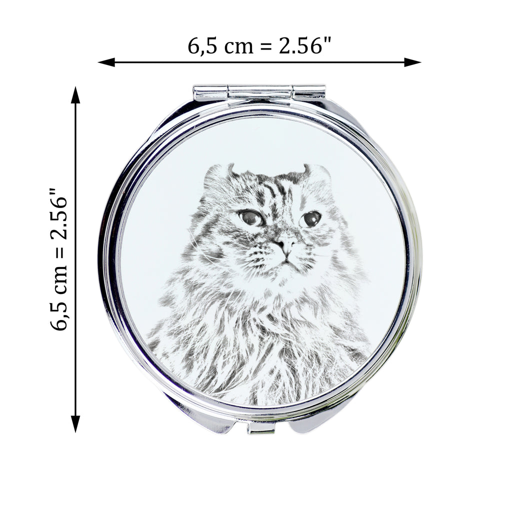 American Curl - pocket mirror with a cat, personalized mirror for a purse, compact mirror with Art-Dog brand print