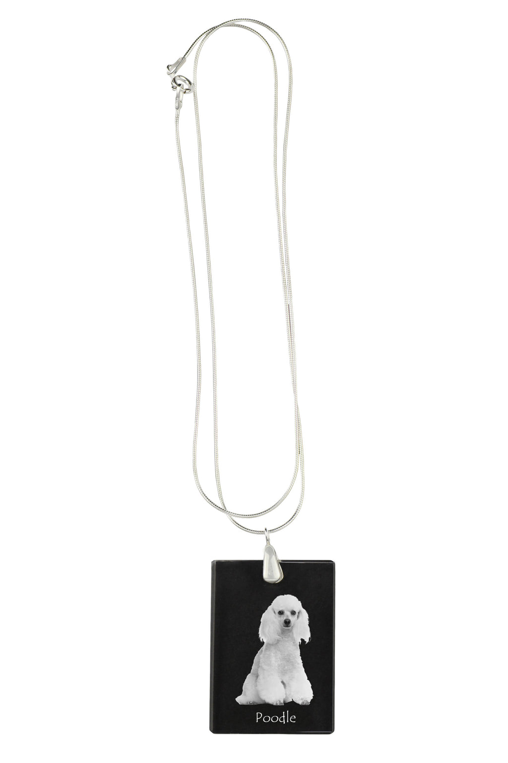 Poodle - Crystal pendant with dog, silver necklace with photo, personalised pendant by Art-Dog brand