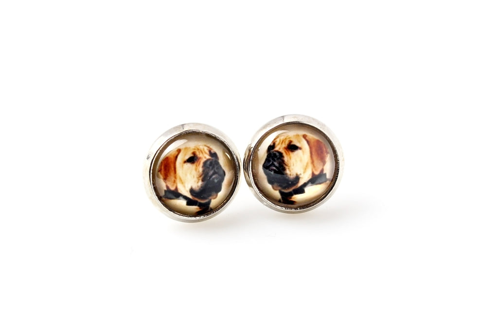 Bullmastiff - earrings in a box, your photo, handmade jewelry, a product of the Art-Dog brand