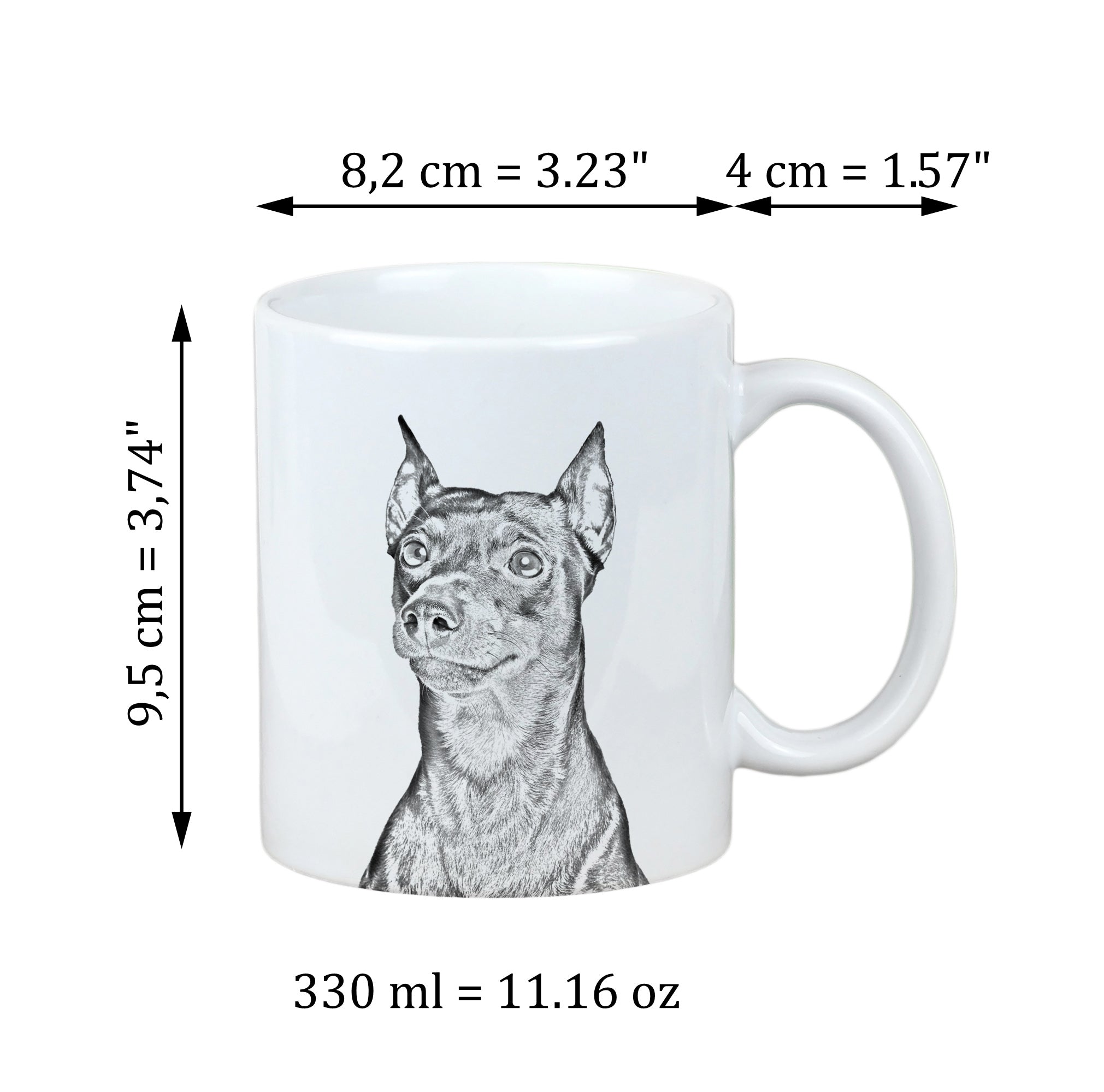 German Pinscher - cup with a dog, cheerful cup for a dog lover, personalized gift from the Art-Dog brand
