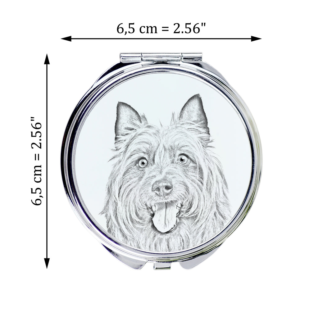 Australian Terrier, Aussie - Pocket mirror with a dog, personalized mirror for a purse, compact mirror with Art-Dog brand print.