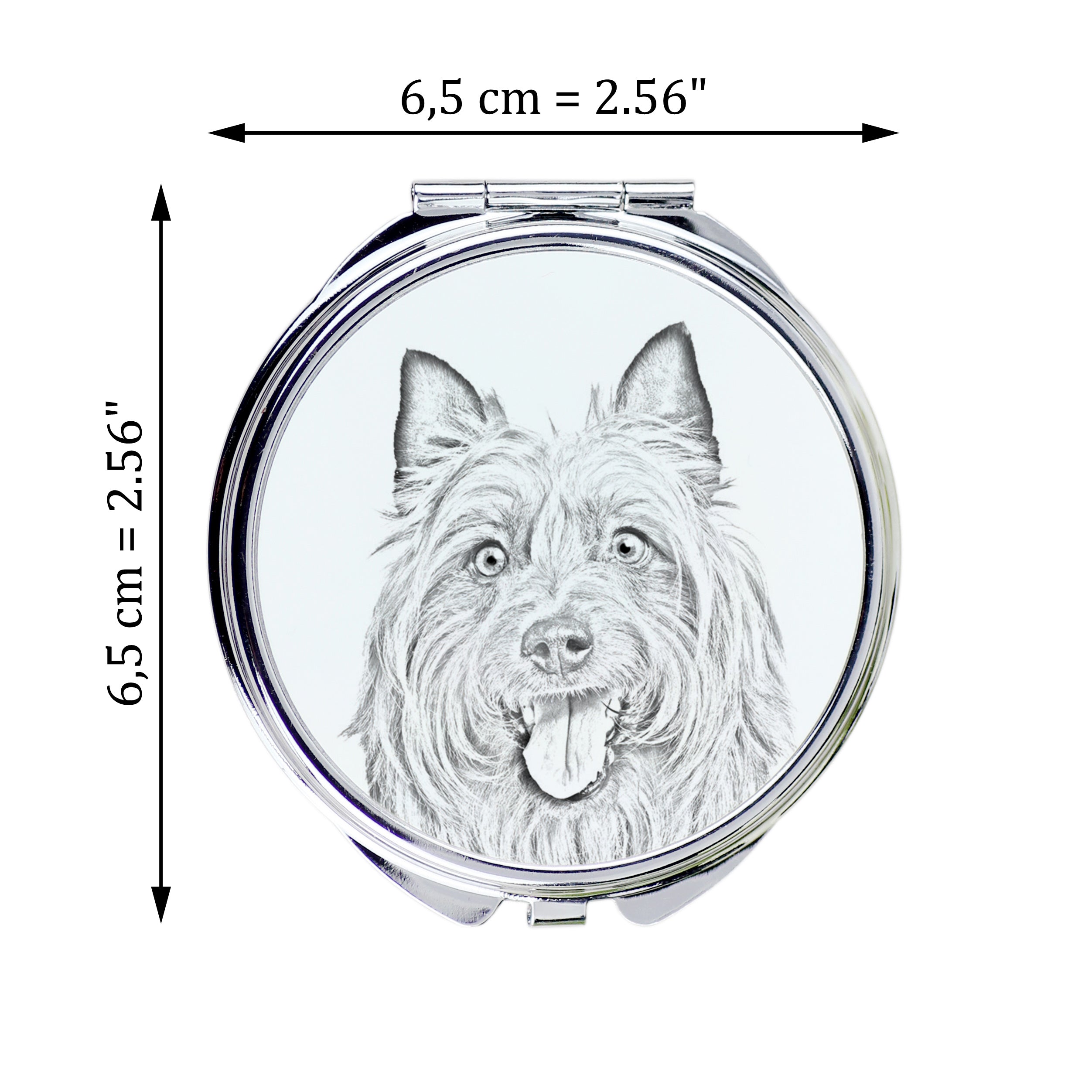 Australian Terrier, Aussie - Pocket mirror with a dog, personalized mirror for a purse, compact mirror with Art-Dog brand print.