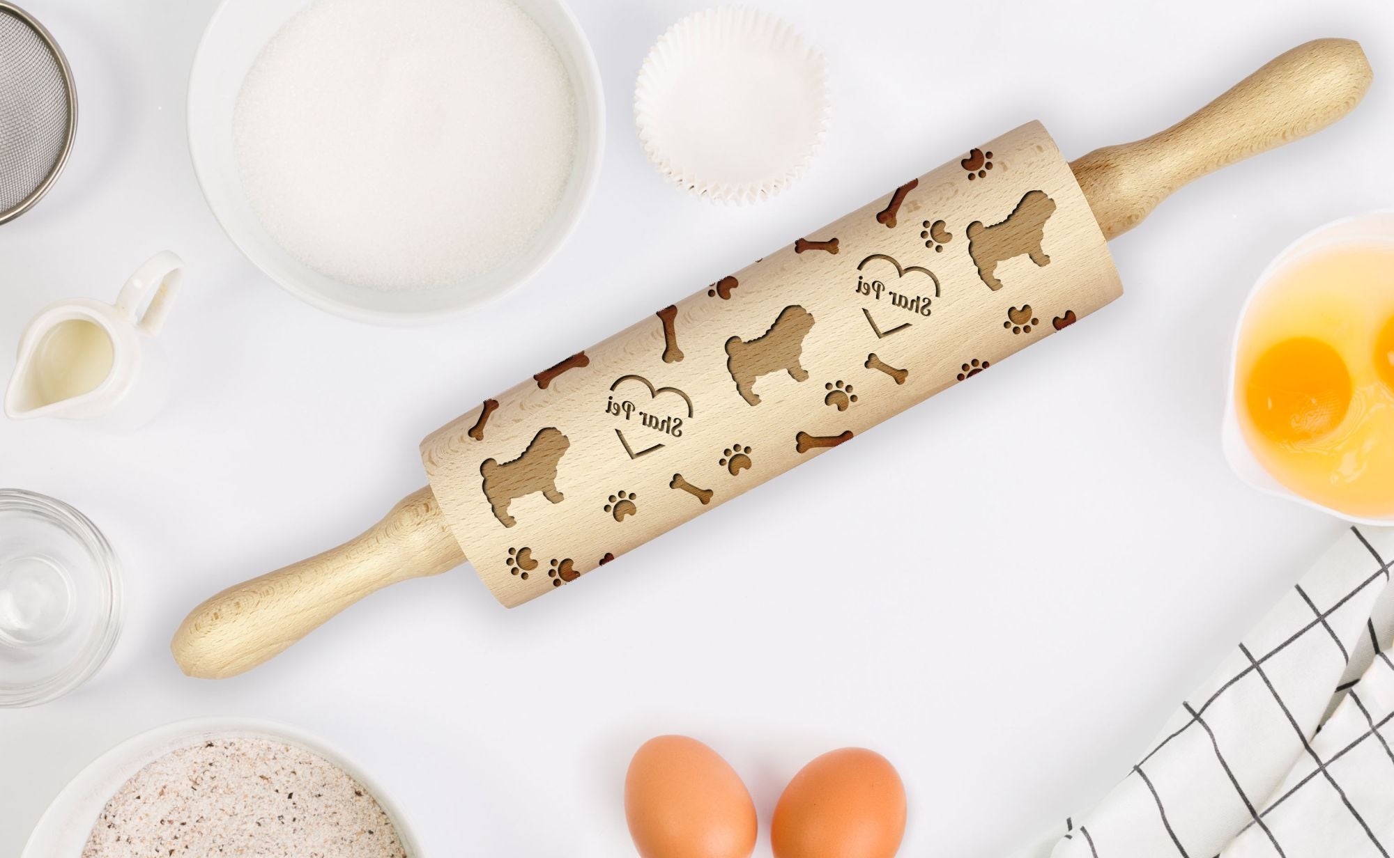 Shar Pei - rolling pin with a dog, decorating cookies with a rolling pin in patterns, a gift for the ceramicist of the Art-Dog brand