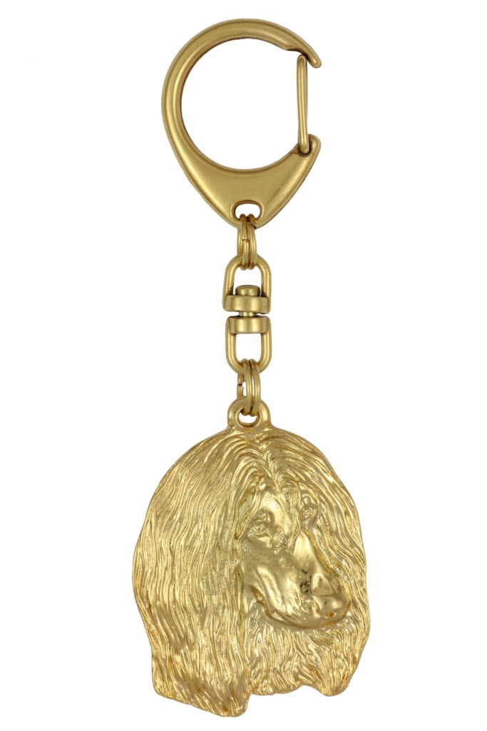 Afghan Hound, Tazi II - Gilded key ring with dog in gift box, handbag decoration, luxury accessory by Art-Dog brand
