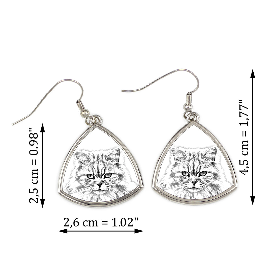 British Longhair - cat earrings, hanging earrings with a picture, personalized jewelry with Art-Dog brand print.