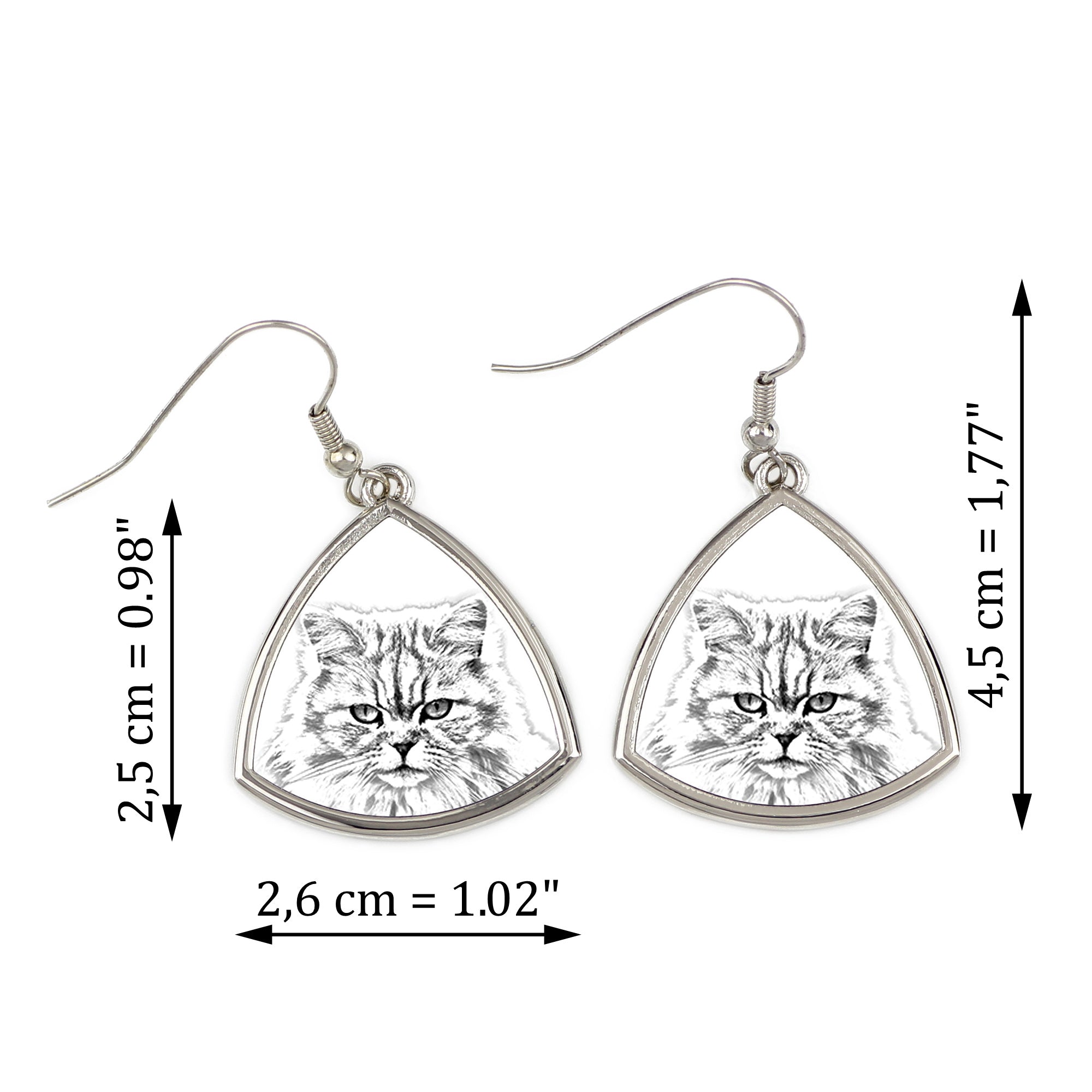 British Longhair - cat earrings, hanging earrings with a picture, personalized jewelry with Art-Dog brand print.