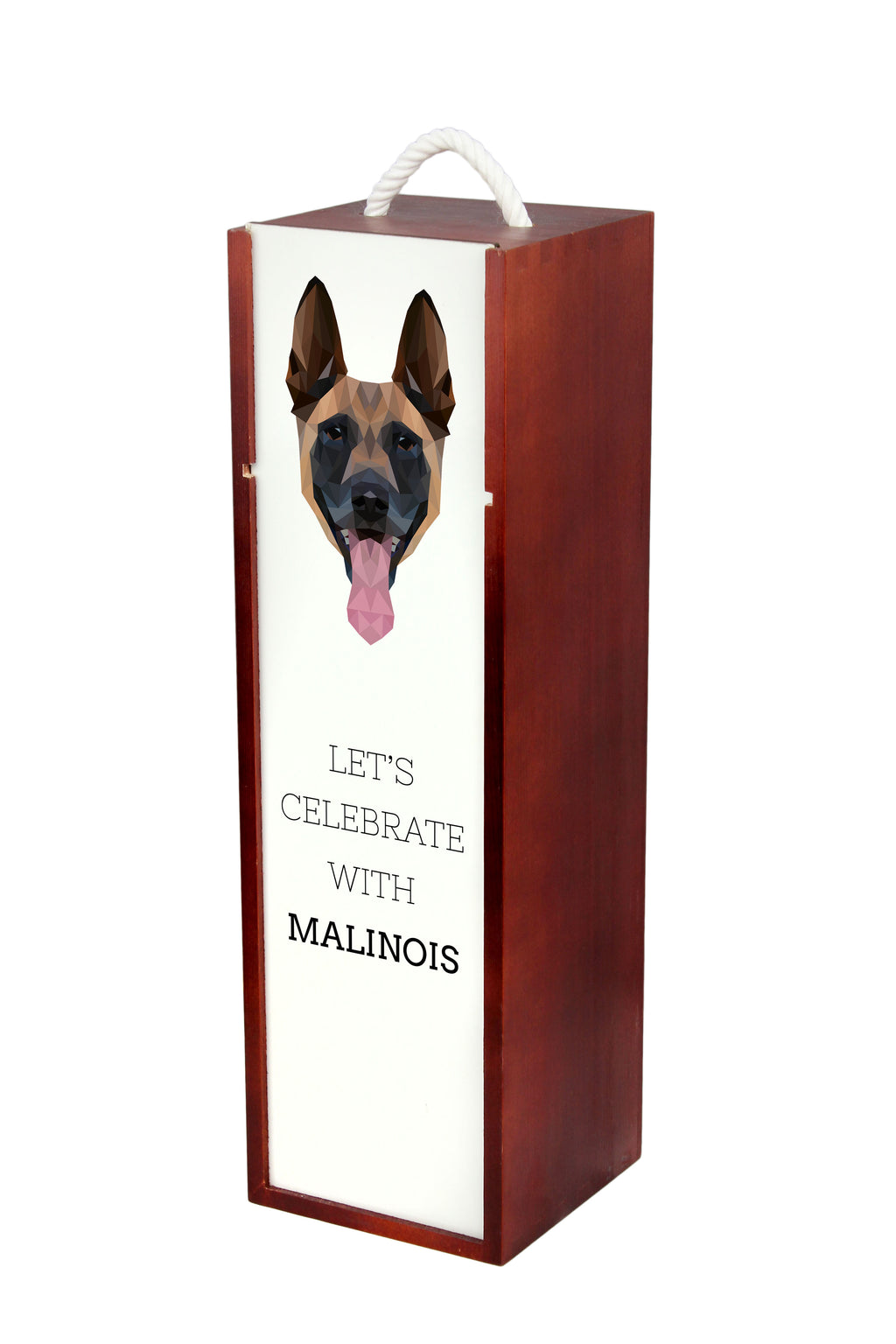 Malinois Belgian Shepherd Dog - geometric box with a picture and inscription for wine by Art-Dog