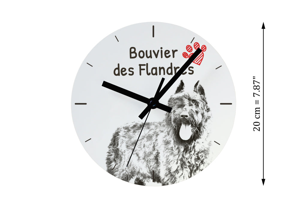 Bouvier des Flandres, Flanders Cattle Dog - wall clock with a dog, shelf clock with a print, personalized home decoration from the Art-Dog brand