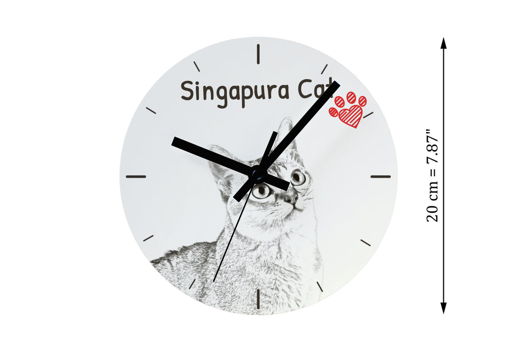 Singapura - wall clock with a cat, shelf clock with a print, personalized home decoration from the Art-Dog brand