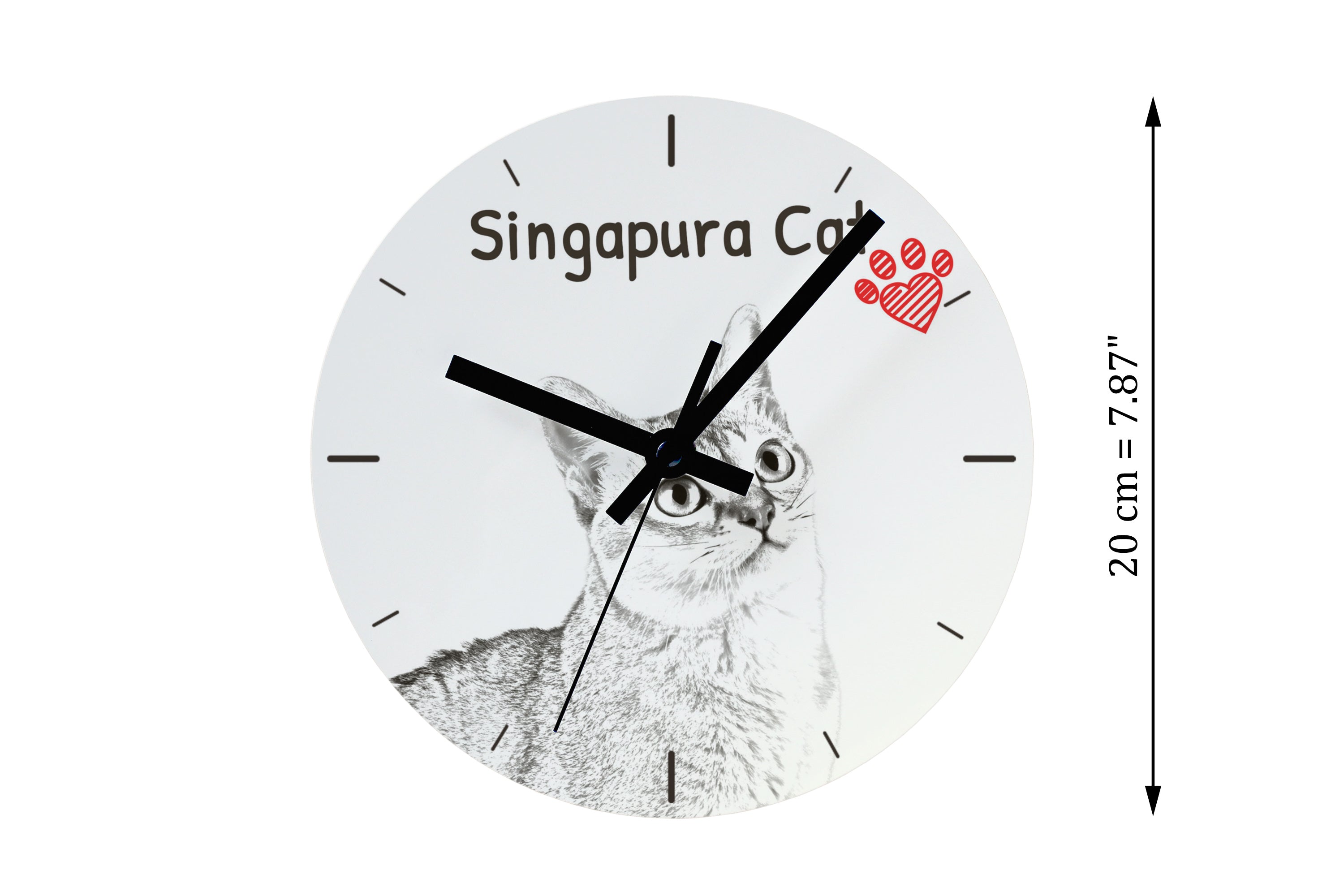 Singapura - wall clock with a cat, shelf clock with a print, personalized home decoration from the Art-Dog brand