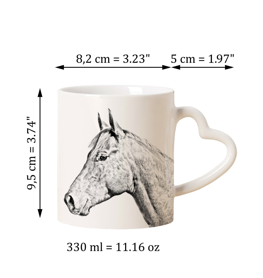 Holsteiner Horse - cup with a horse, a cute cup with a heart-shaped handle, a universal gift from the Art-Dog brand