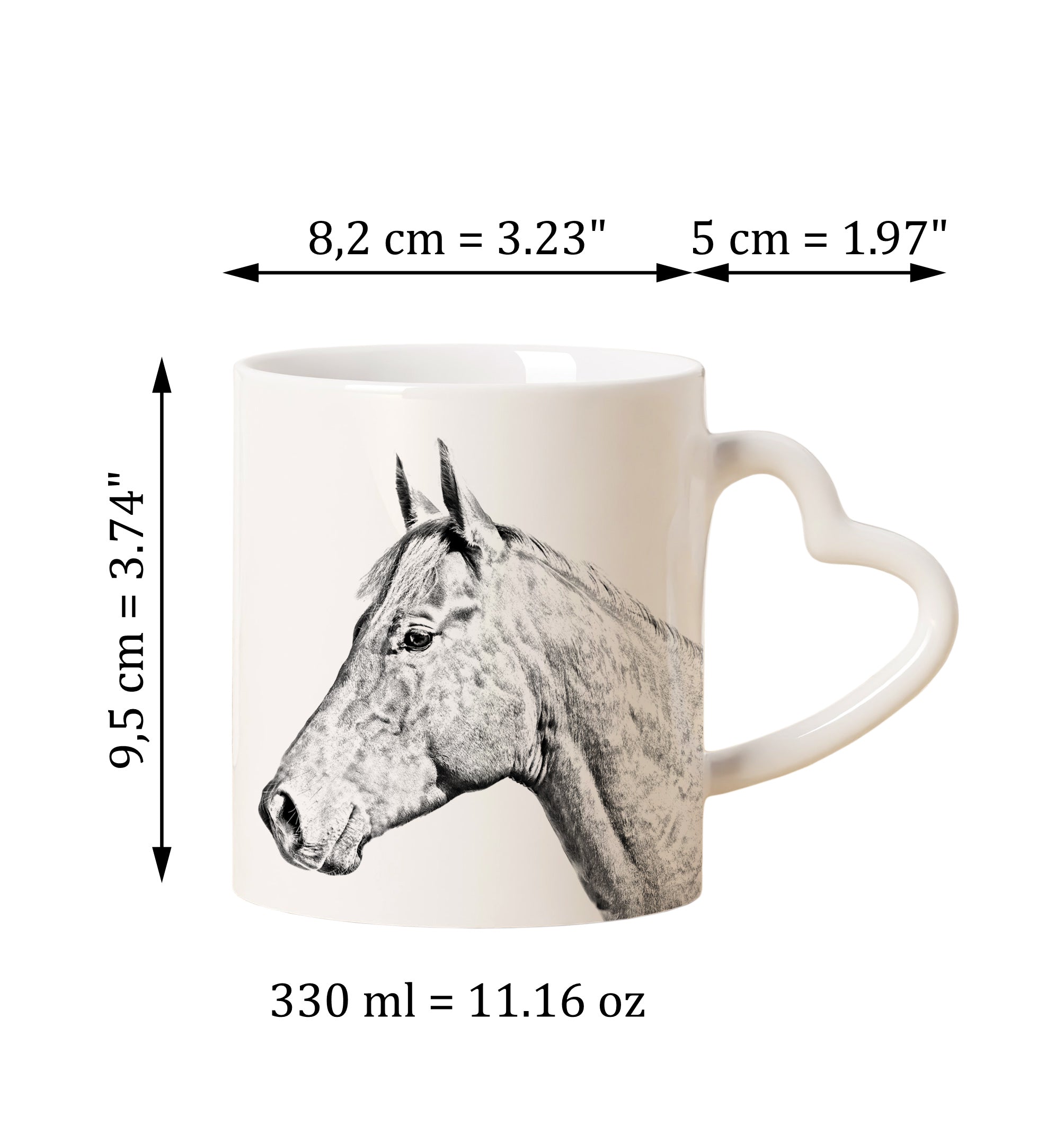 Holsteiner Horse - cup with a horse, a cute cup with a heart-shaped handle, a universal gift from the Art-Dog brand