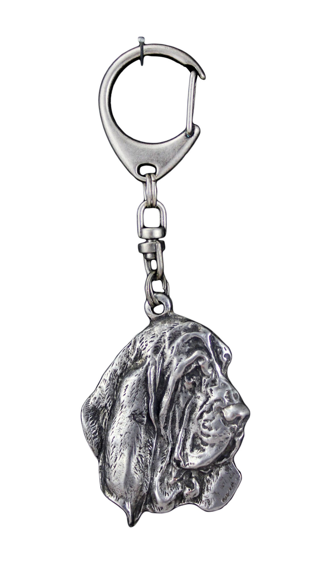Basset Hound III - Silver-plated key ring with a dog in a gift box, handbag decoration, backpack pendant by Art-Dog brand