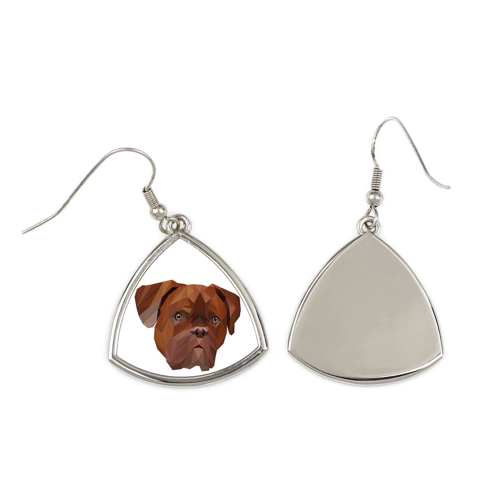 Dogue de Bordeaux, French Mastiff, Bordeauxdog - earrings with a picture and the inscription geometric dog Art-Dog