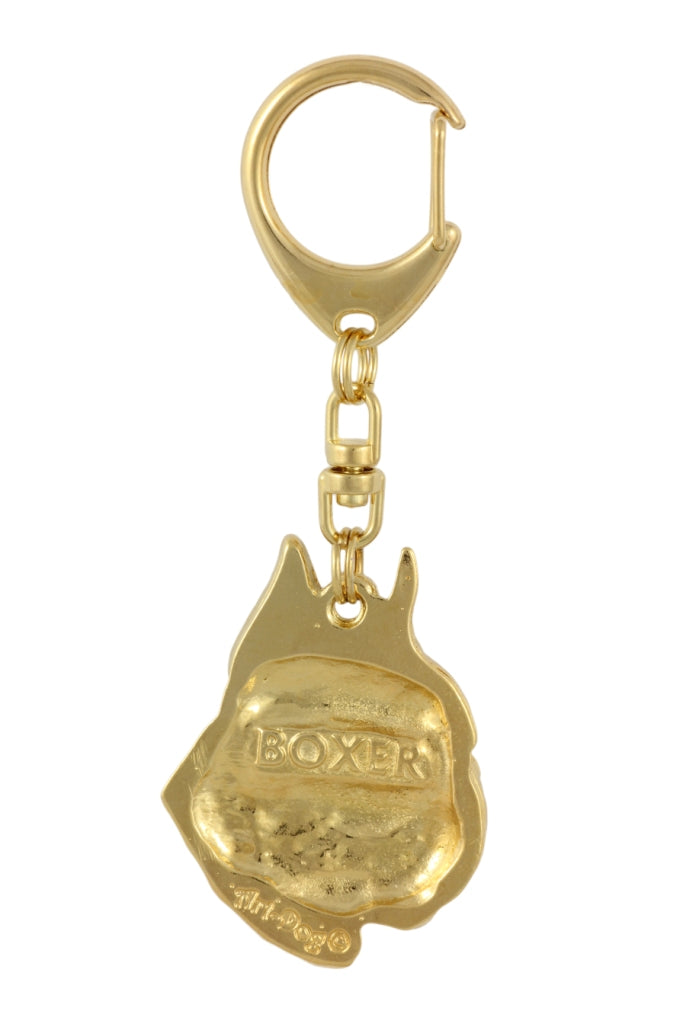 Boxer, German Boxer II - Gilded key ring with dog, handbag decoration, luxury accessory by Art-Dog brand
