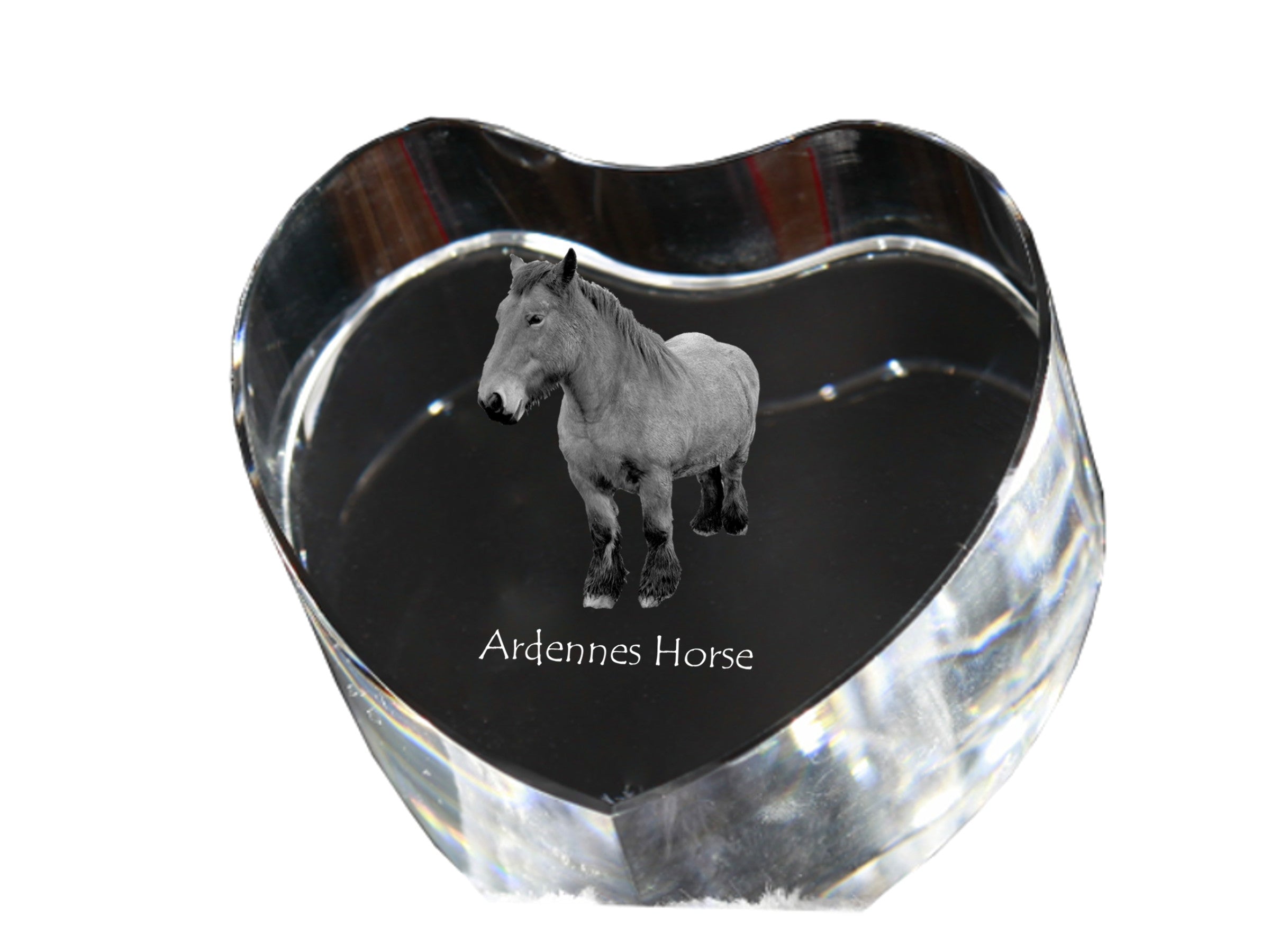 Ardennes Horse - a photo of a horse in crystal, a crystal heart, a unique frame with a photo from the Art-Dog brand