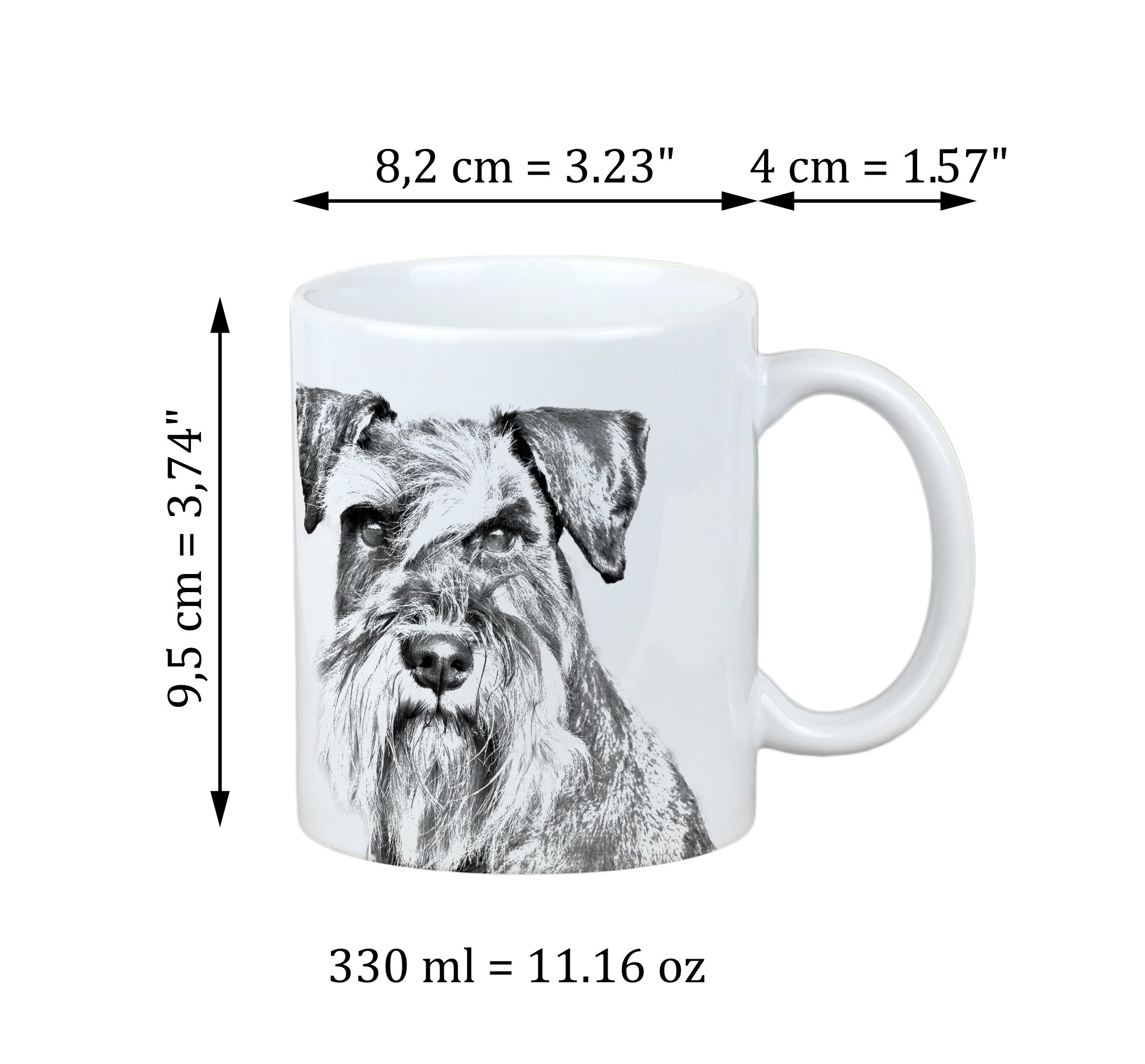 Schnauzer - cup with a dog, cute cup with graphics, a gift with your photo from the Art-Dog brand