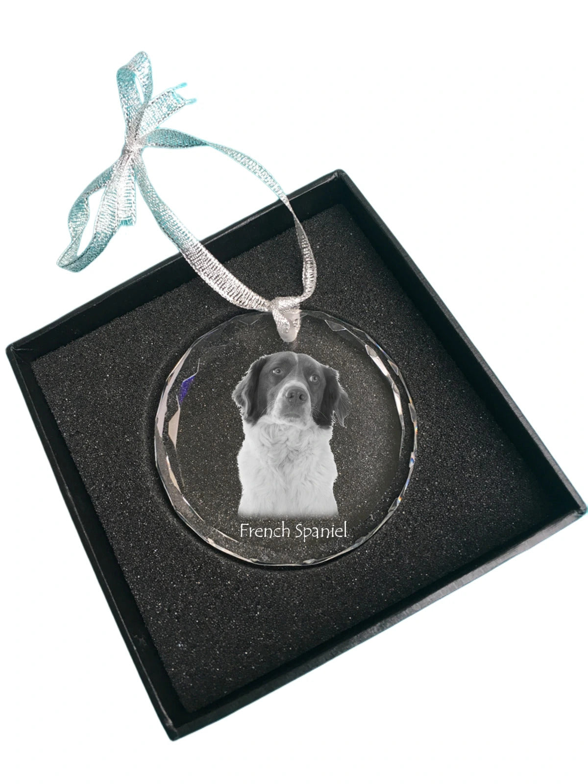 French Spaniel, French Setter, Canadian Setter - crystal bauble with a photo, dog photo in crystal, personalized Christmas tree ornament by Art-Dog brand