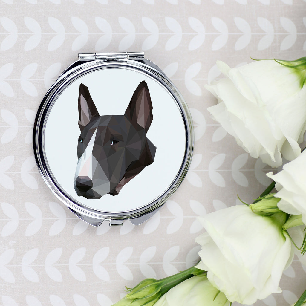 Bull Terrier, Bully - mirror with a geometric design and the brand name Art-Dog