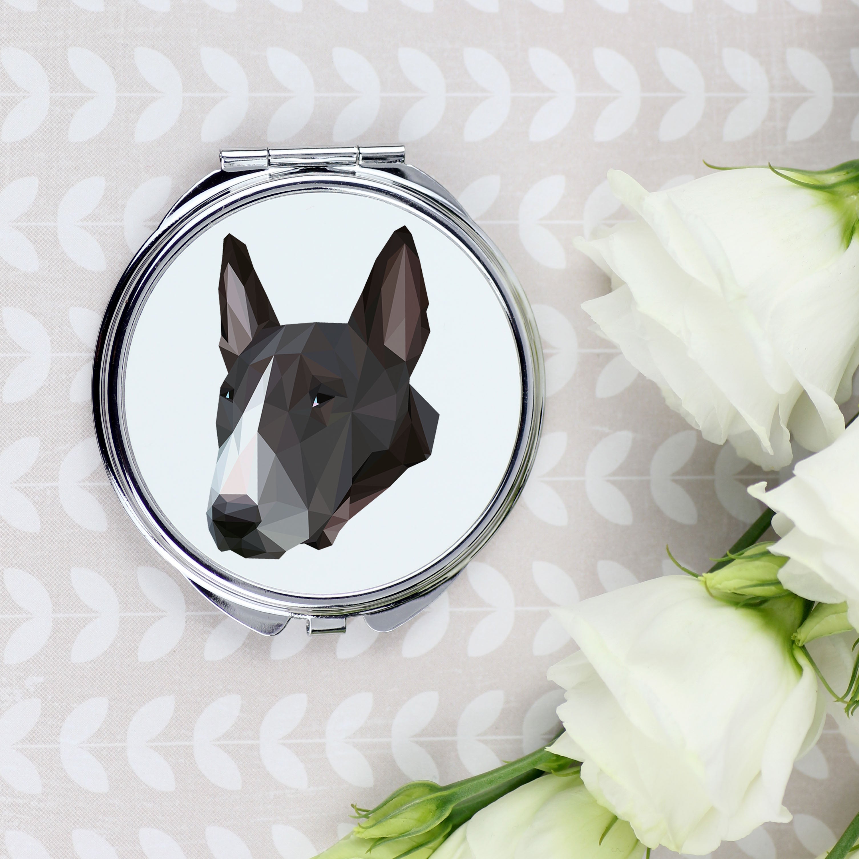 Bull Terrier, Bully - mirror with a geometric design and the brand name Art-Dog