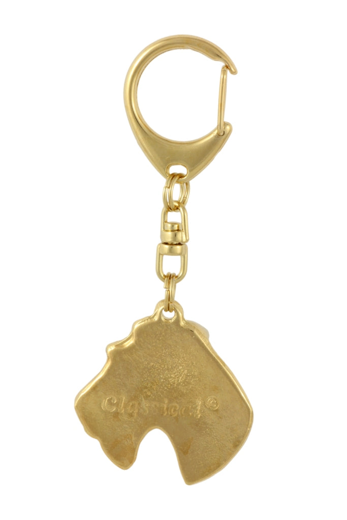Fox Terrier Wire - Gilded key ring with dog, handbag decoration, luxury accessory by Art-Dog brand