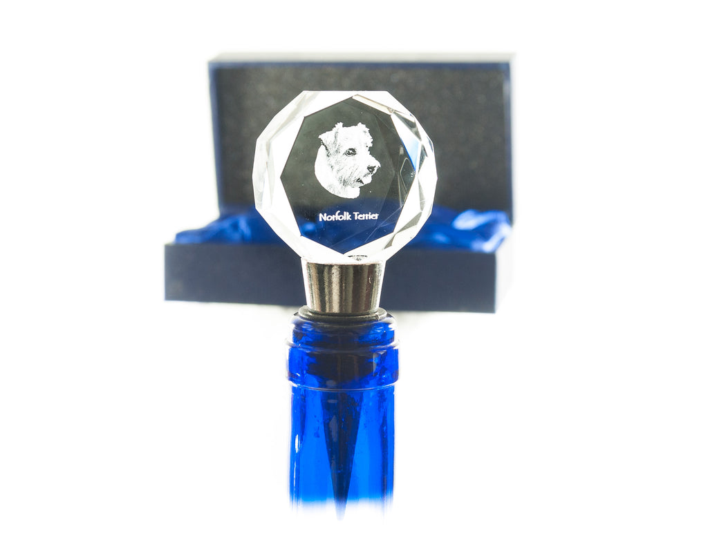 Norfolk Terrier - Bottle stopper, crystal wine stopper with photo, personalised gift for bartender by Art-Dog brand