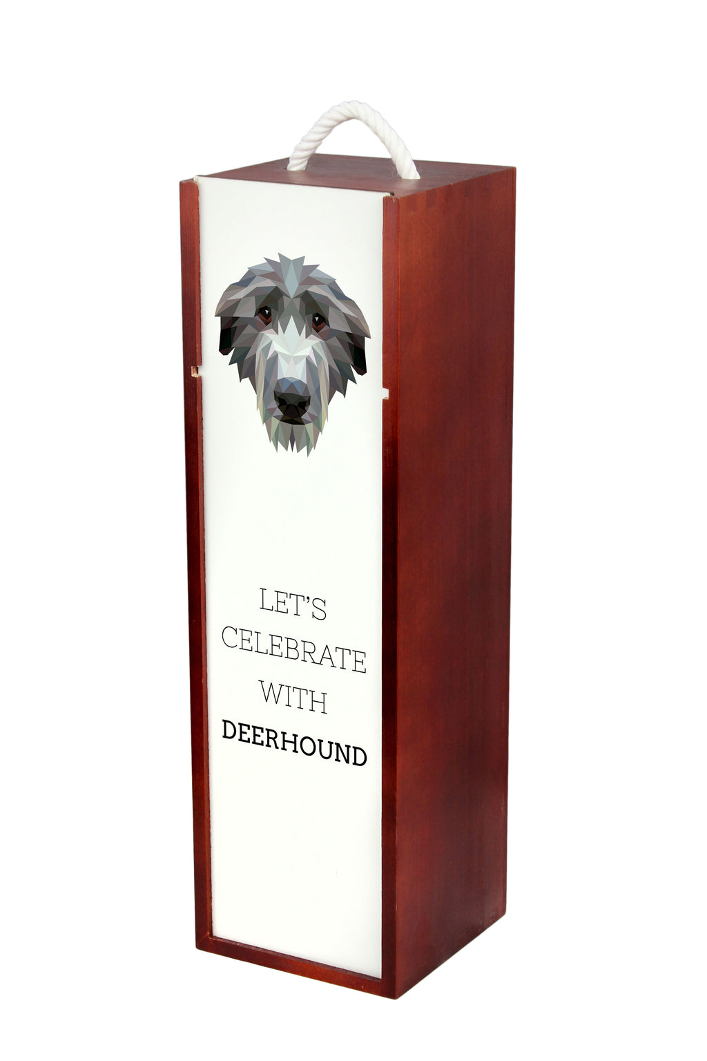 Deerhound, Scottish Deerhound - geometric box with a picture and inscription for wine by Art-Dog