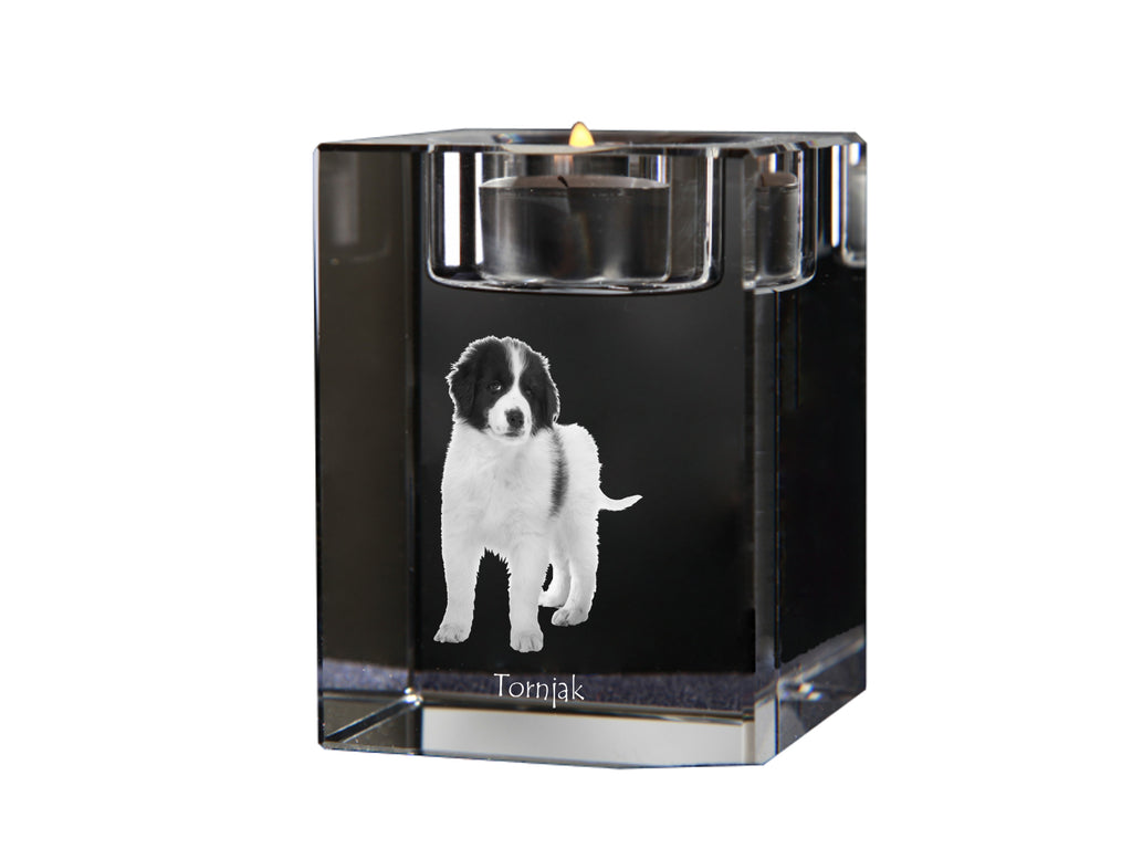Tornjak, Bosnian And Herzegovinian - Croatian Shepherd Dog - Candle holder with dog photo, crystal tealight holder, personalised gift by Art-Dog brand