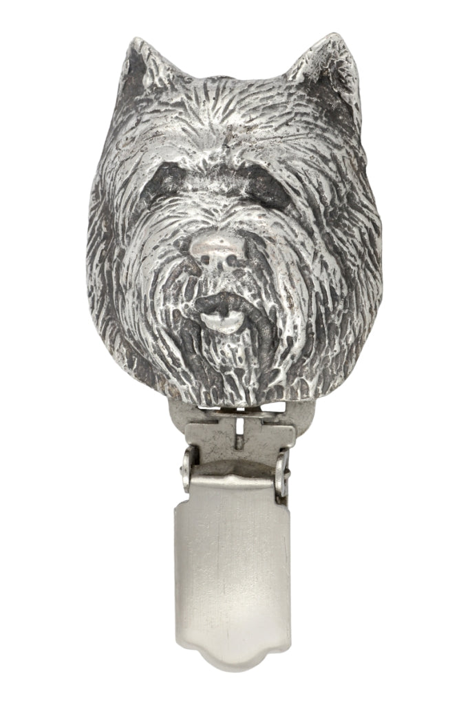 Cairn Terrier - brooch with a clip, holder for a start number, silver-plated dog show pin from the Art-Dog brand